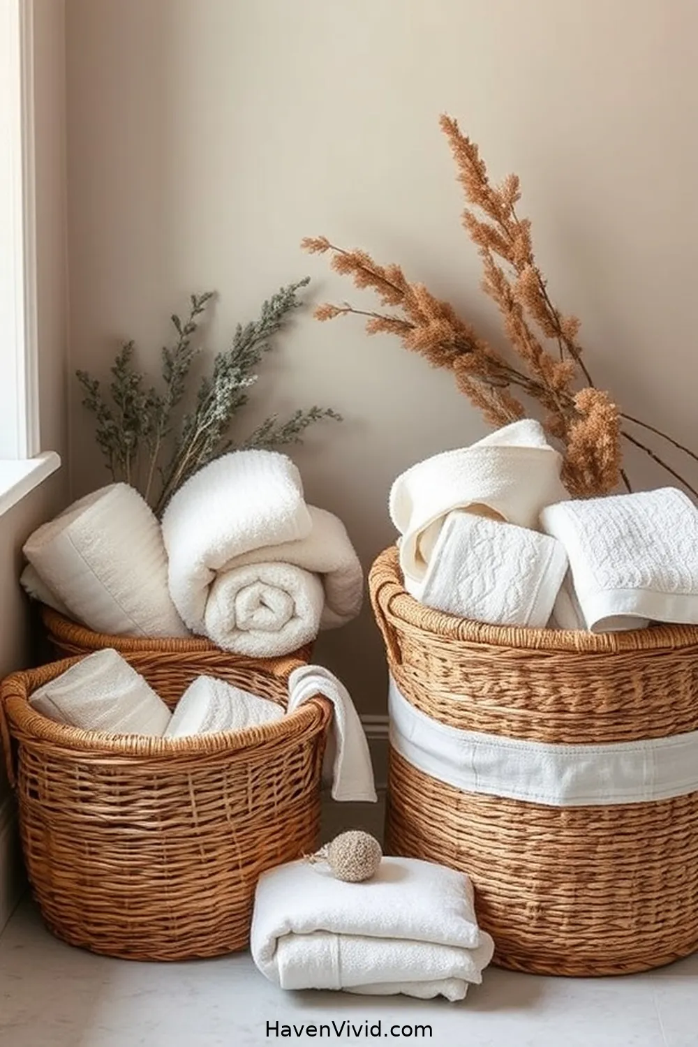 16 Ways to Create a Glamorous Bathroom Using Natural Fibers for a Luxurious Lifestyle 7 Linen Bathroom Storage Baskets for 16 Ways to Create a Glamorous Bathroom Using Natural Fibers for a Luxurious Lifestyle