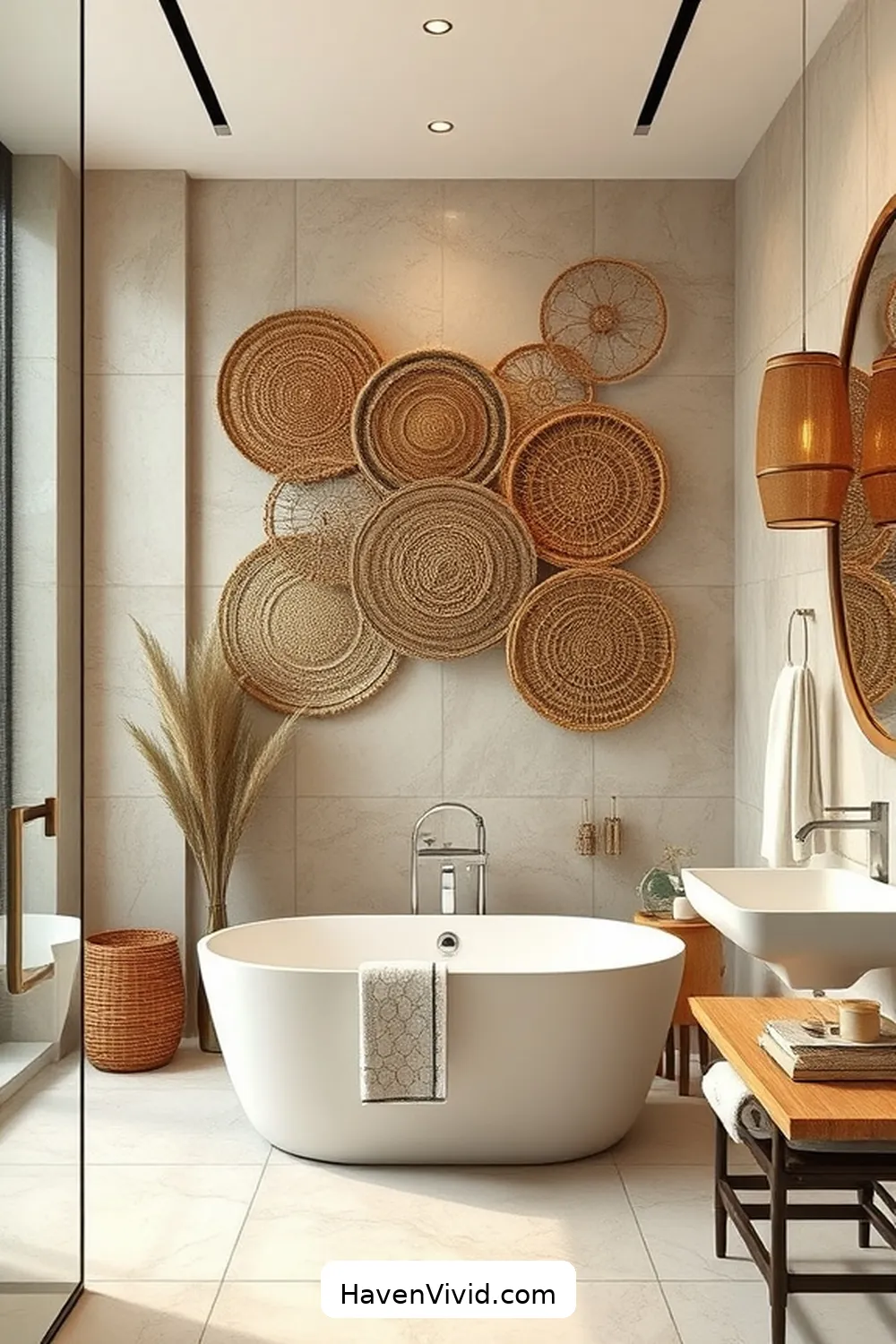 16 Ways to Create a Glamorous Bathroom Using Natural Fibers for a Luxurious Lifestyle 10 Woven Wall Art for 16 Ways to Create a Glamorous Bathroom Using Natural Fibers for a Luxurious Lifestyle