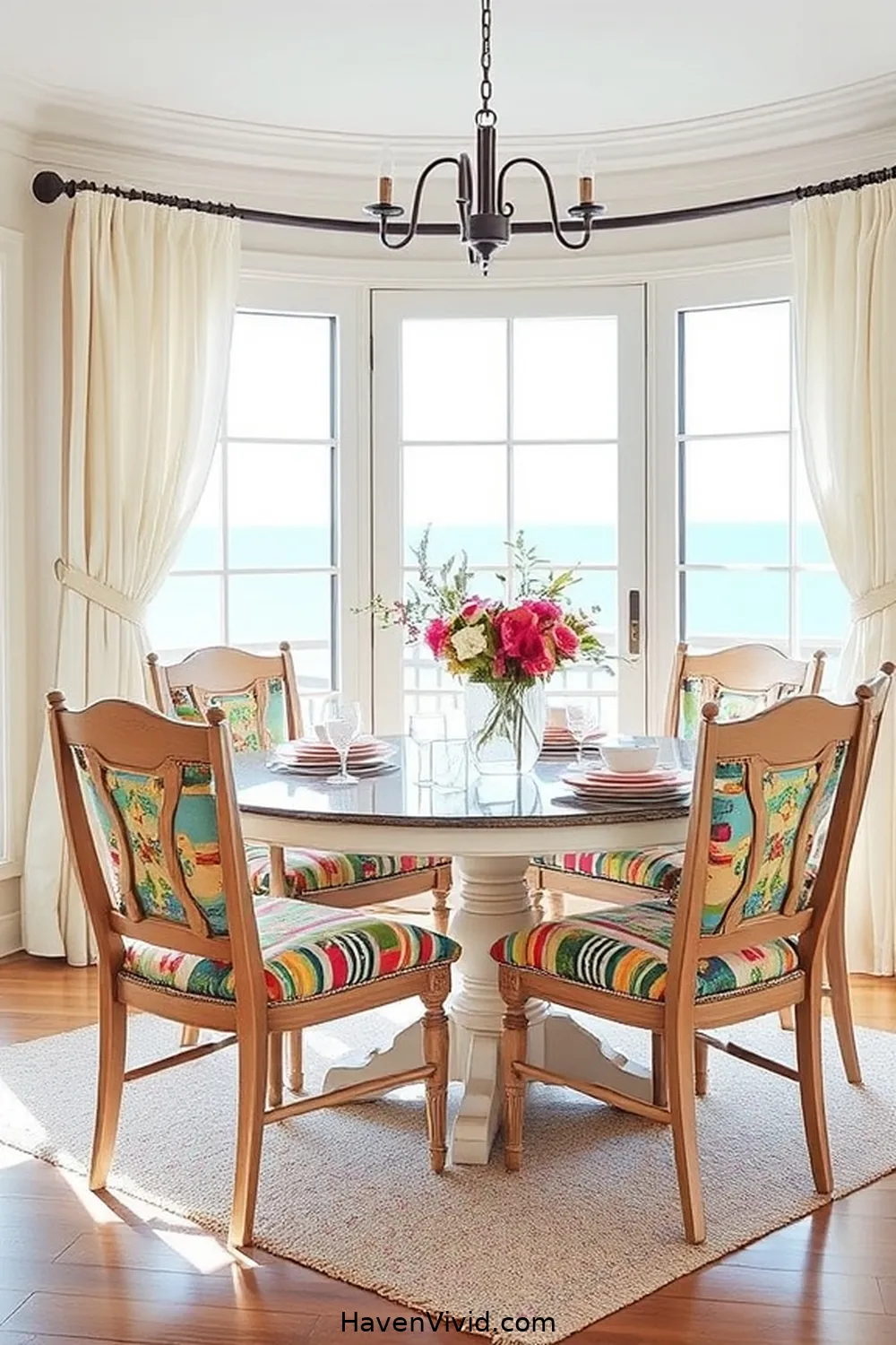 16 Ways to Embrace Coastal Living in Your Dining Room Using Upcycled Fabric 3 Coastal-Inspired Chair Cushions Made From Repurposed Textiles for 16 Ways to Embrace Coastal Living in Your Dining Room Using Upcycled Fabric