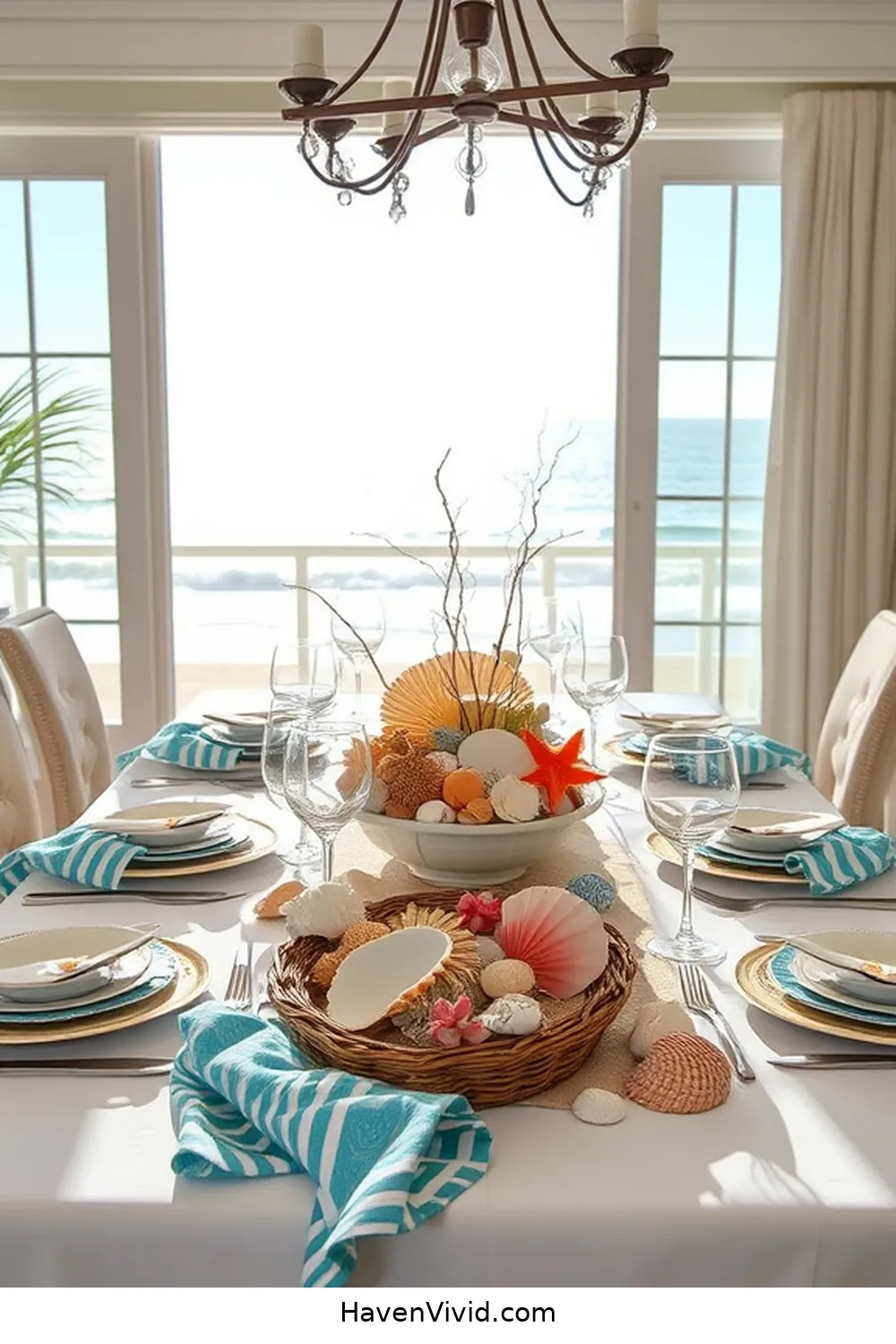 16 Ways to Embrace Coastal Living in Your Dining Room Using Upcycled Fabric 11 Coastal-Themed Fabric Table Centerpieces for 16 Ways to Embrace Coastal Living in Your Dining Room Using Upcycled Fabric