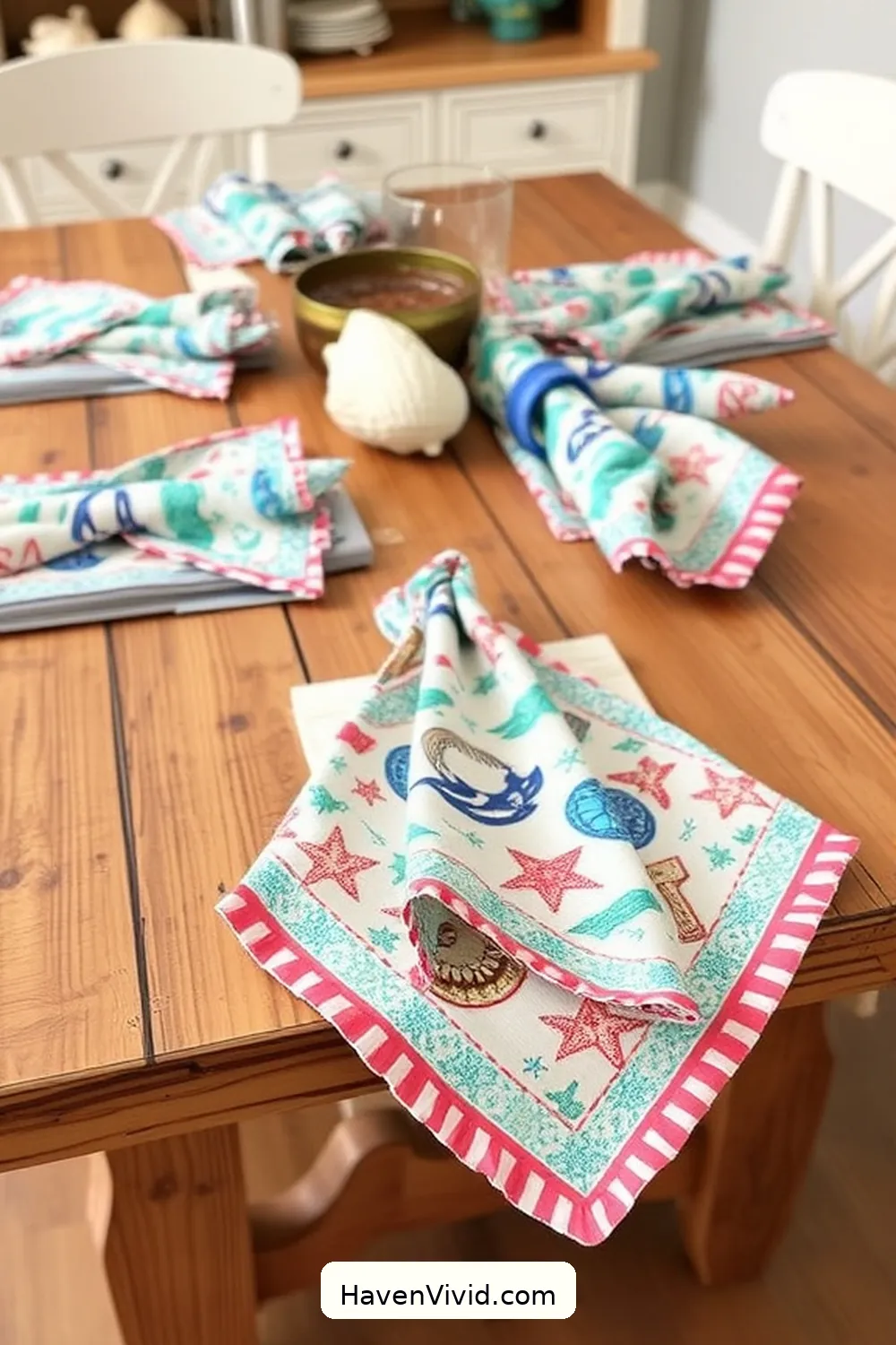 16 Ways to Embrace Coastal Living in Your Dining Room Using Upcycled Fabric 4 DIY Fabric Napkins With a Seaside Flair for 16 Ways to Embrace Coastal Living in Your Dining Room Using Upcycled Fabric