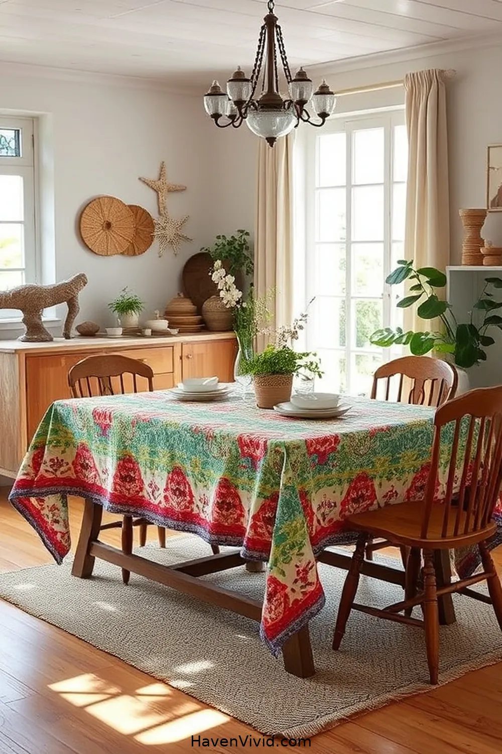 16 Ways to Embrace Coastal Living in Your Dining Room Using Upcycled Fabric 2 Upcycled Fabric Tablecloths for a Breezy Look for 16 Ways to Embrace Coastal Living in Your Dining Room Using Upcycled Fabric