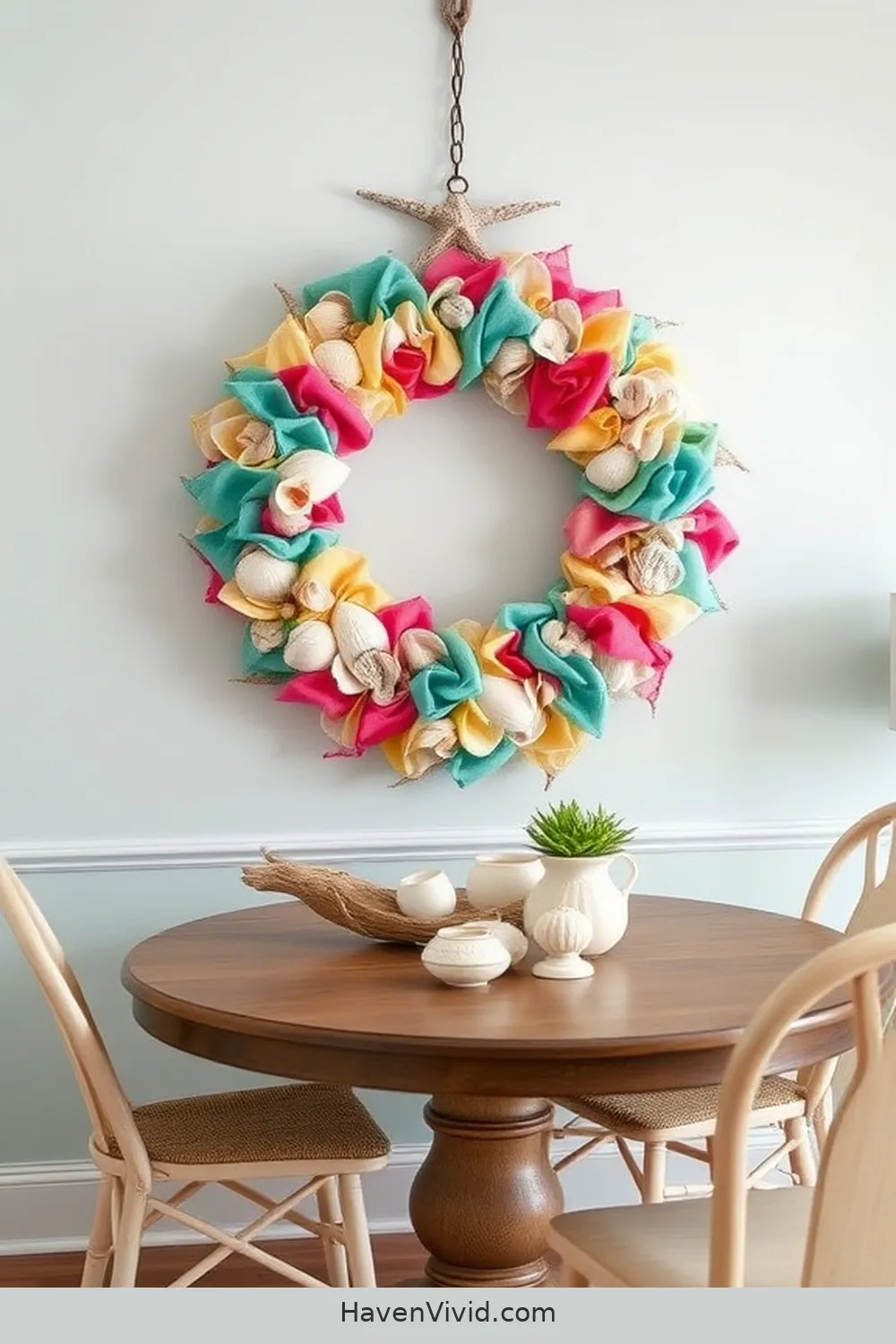 16 Ways to Embrace Coastal Living in Your Dining Room Using Upcycled Fabric 15 Upcycled Fabric Wreaths for Seasonal Decor for 16 Ways to Embrace Coastal Living in Your Dining Room Using Upcycled Fabric