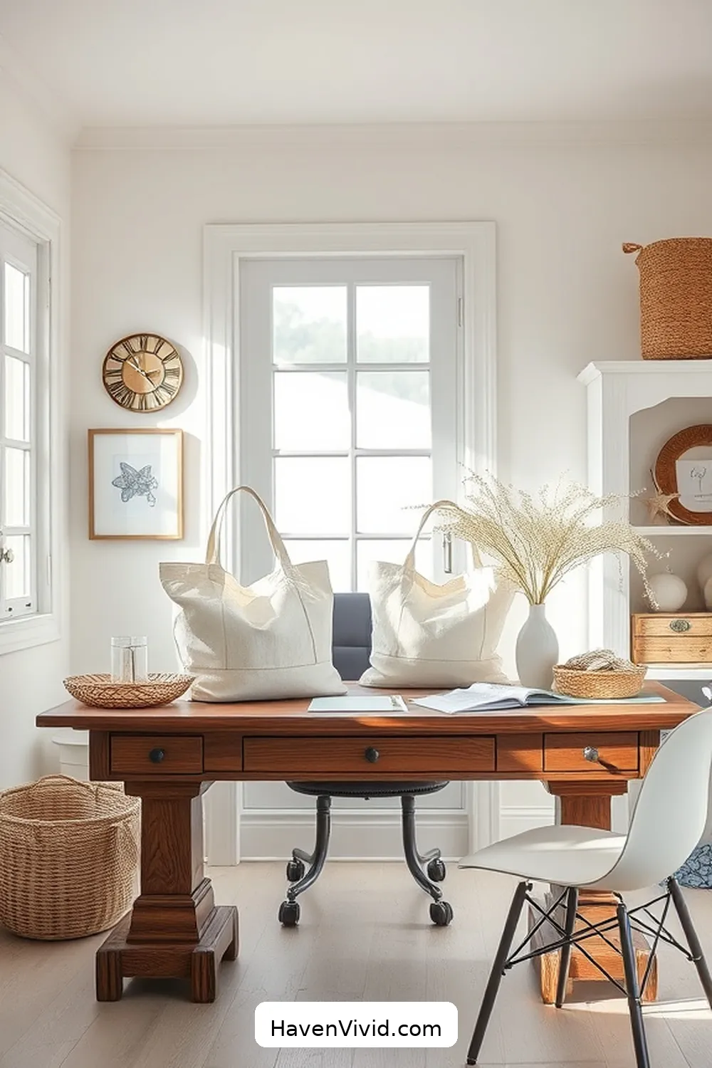 Add Organic Cotton Tote Bags for Organization for 16 Ways to Embrace Coastal Living in Your Home Office Using Organic Cotton