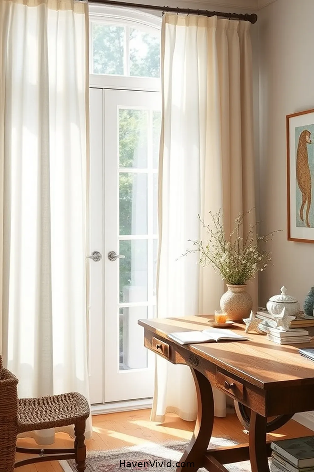 Choose Organic Cotton Curtains for Soft Light Filtering for 16 Ways to Embrace Coastal Living in Your Home Office Using Organic Cotton