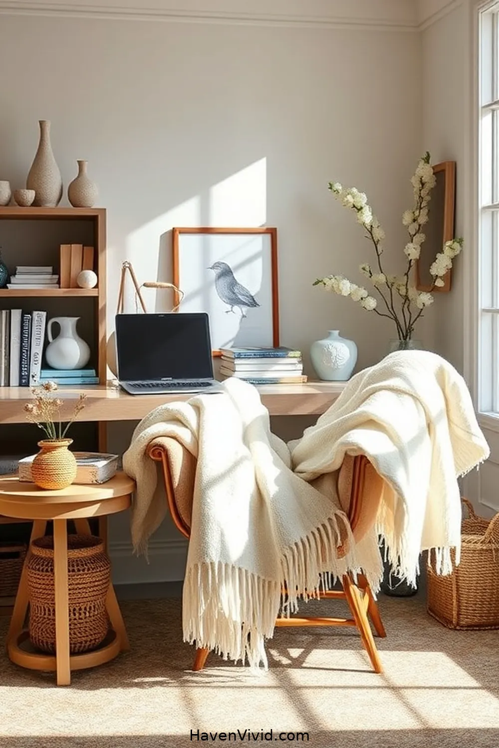 Include Organic Cotton Blankets for Cozy Comfort for 16 Ways to Embrace Coastal Living in Your Home Office Using Organic Cotton