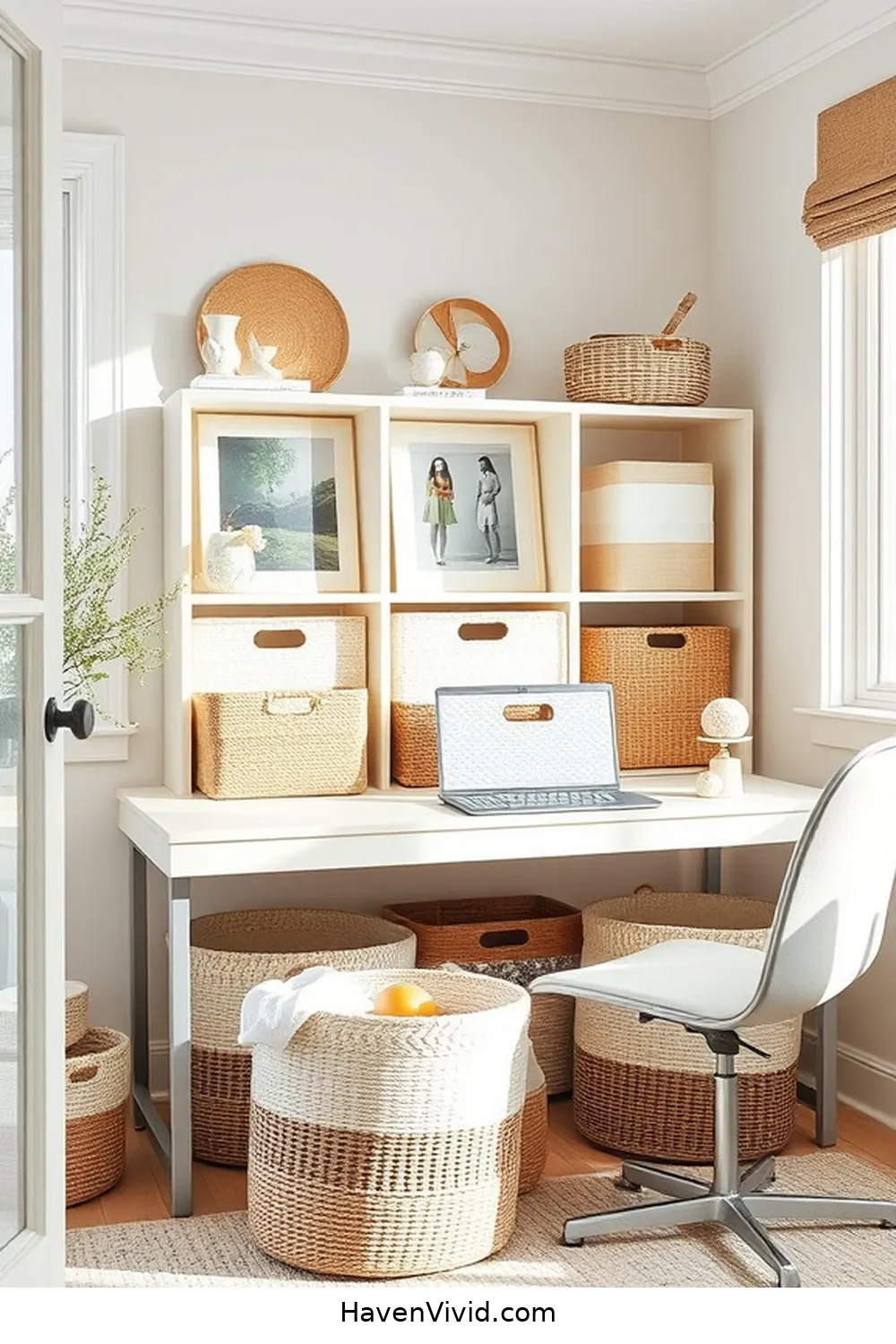 Utilize Organic Cotton Storage Baskets for 16 Ways to Embrace Coastal Living in Your Home Office Using Organic Cotton