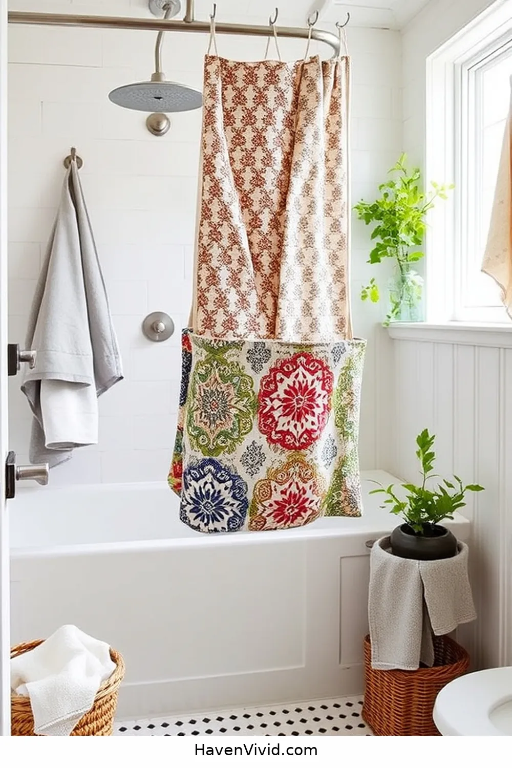 17 Creative Ways for Upcycled Fabric in Your Farmhouse Bathroom 15 Repurposed Fabric Shower Caddy for 17 Creative Ways for Upcycled Fabric in Your Farmhouse Bathroom