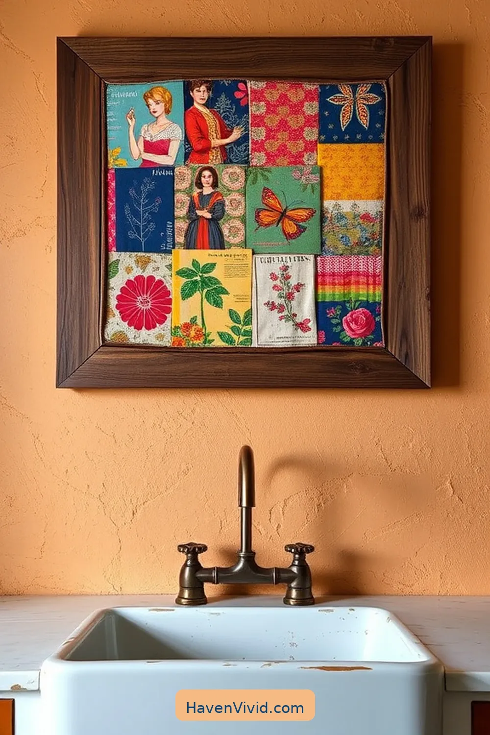 17 Creative Ways for Upcycled Fabric in Your Farmhouse Bathroom 4 Repurposed Fabric Wall Art for 17 Creative Ways for Upcycled Fabric in Your Farmhouse Bathroom