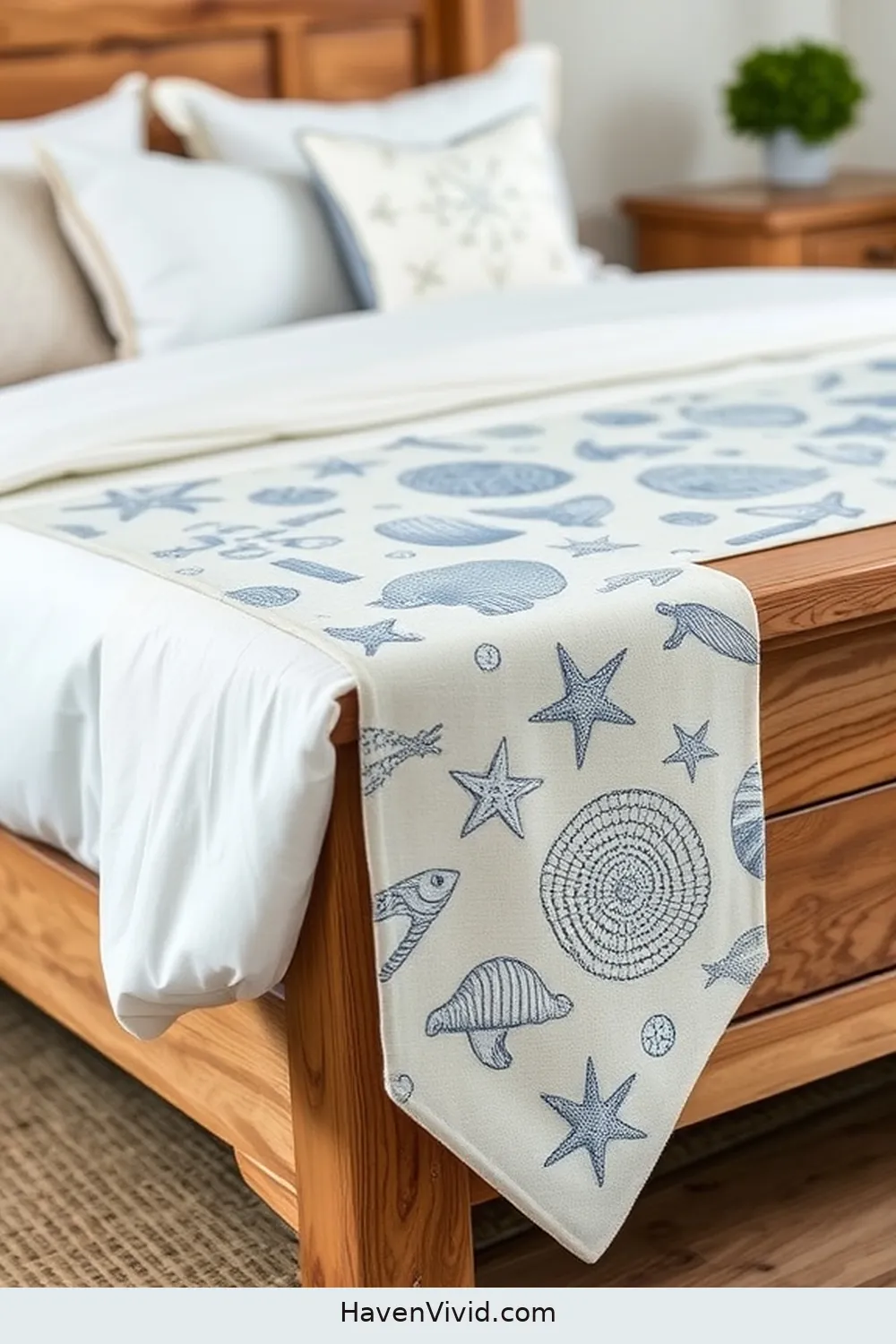 17 Creative Ways to Achieve Coastal Living in Your Bedroom Using Upcycled Fabric 16 Fabric Table Runner With Sea Motifs for 17 Creative Ways to Achieve Coastal Living in Your Bedroom Using Upcycled Fabric