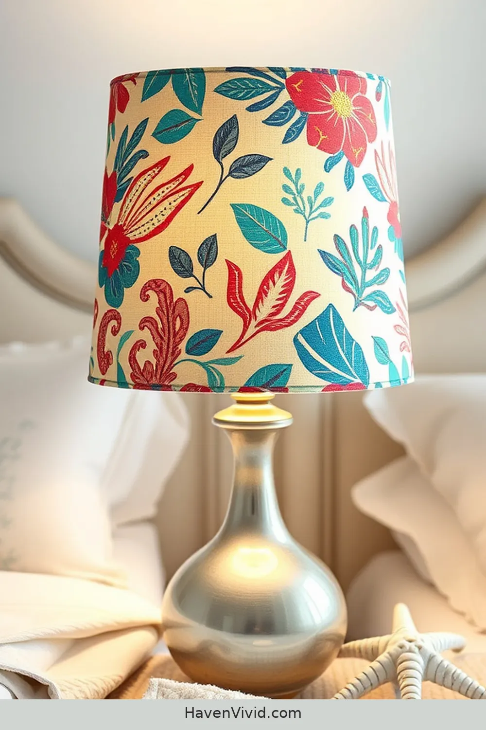 17 Creative Ways to Achieve Coastal Living in Your Bedroom Using Upcycled Fabric 10 Fabric-Wrapped Lampshades for 17 Creative Ways to Achieve Coastal Living in Your Bedroom Using Upcycled Fabric