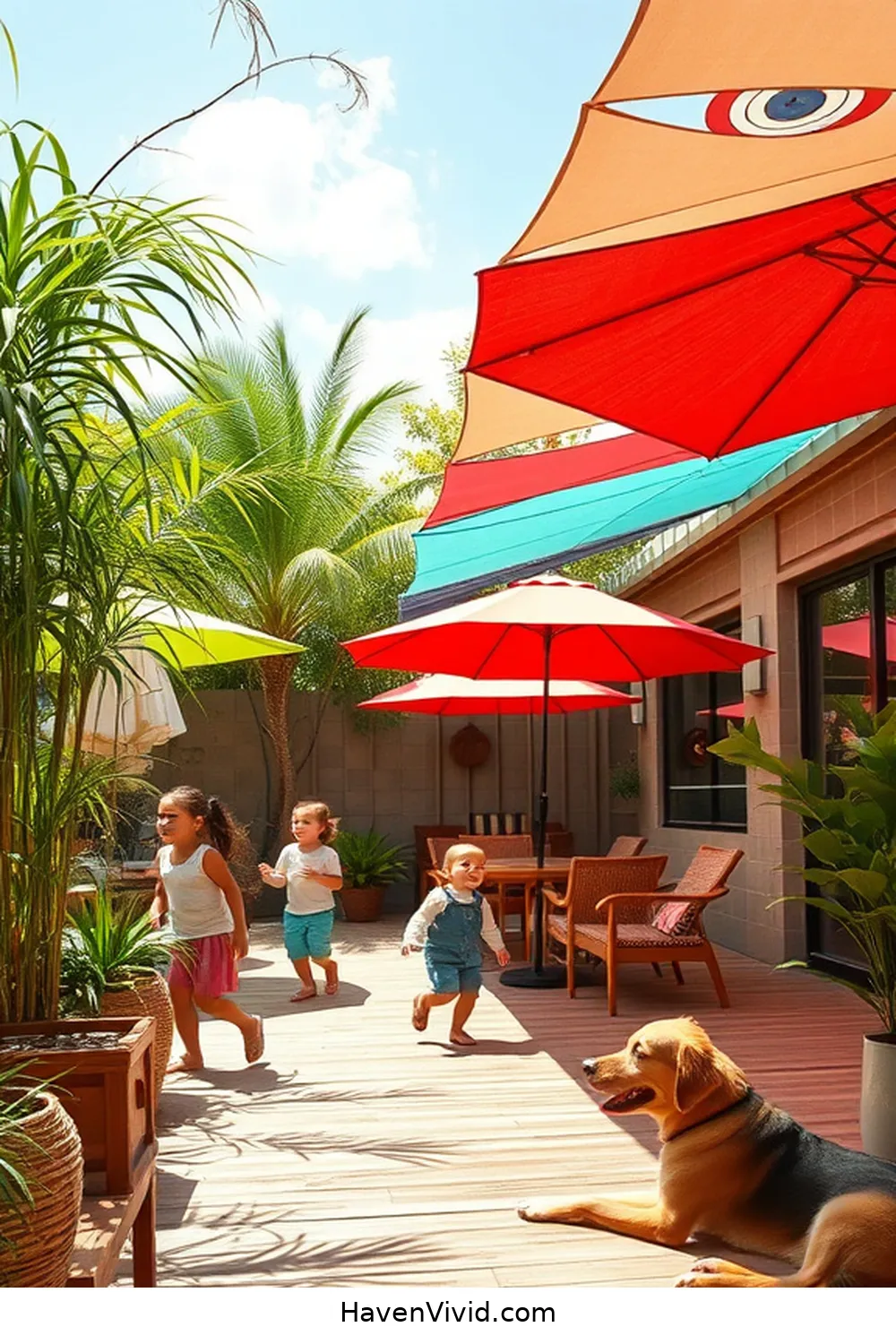 17 Essential Tips for Family-Friendly Living on a Bamboo Patio 4 Create Shade With Canopies or Umbrellas for 17 Essential Tips for Family-Friendly Living on a Bamboo Patio