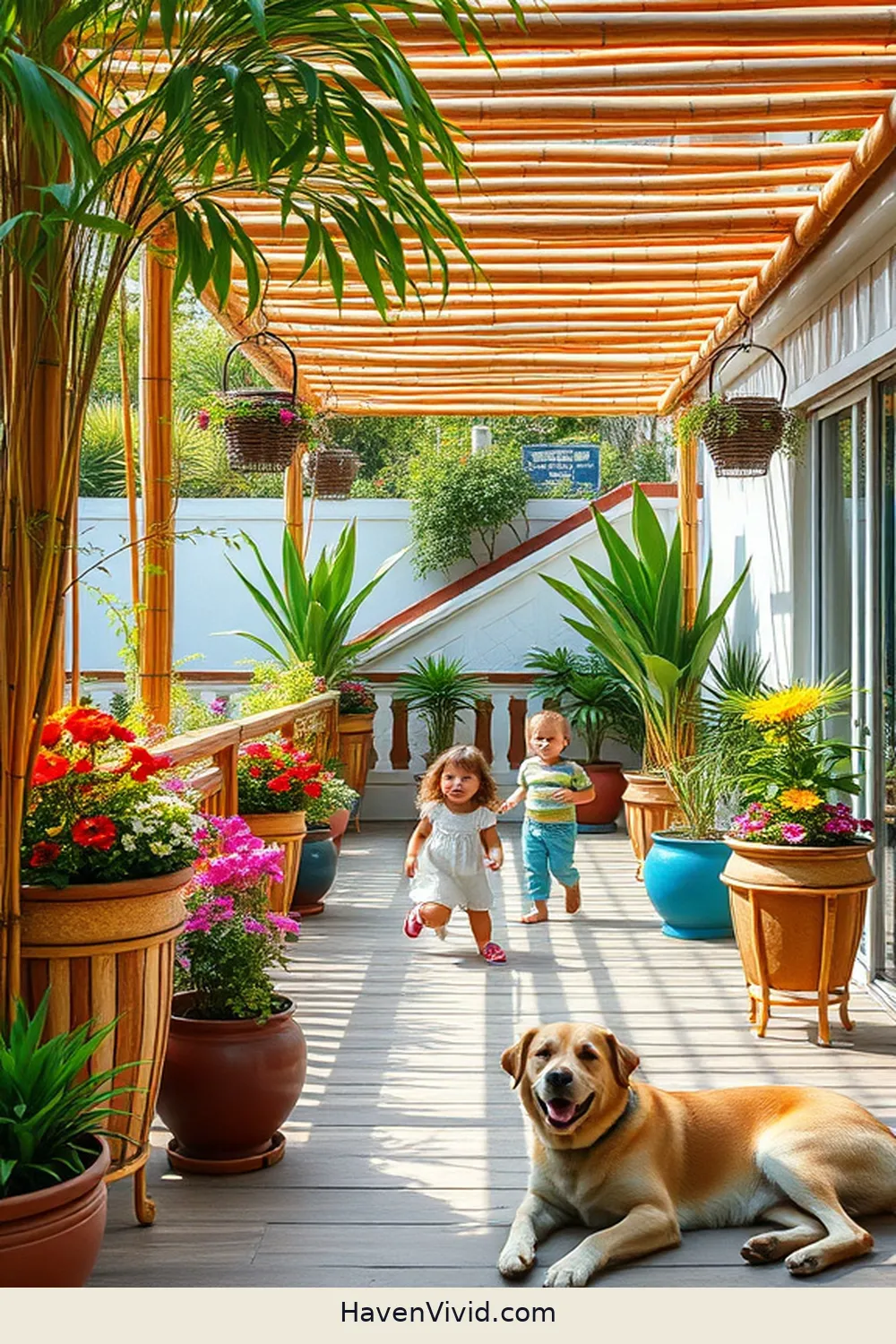 17 Essential Tips for Family-Friendly Living on a Bamboo Patio 11 Include Planters for Greenery for 17 Essential Tips for Family-Friendly Living on a Bamboo Patio
