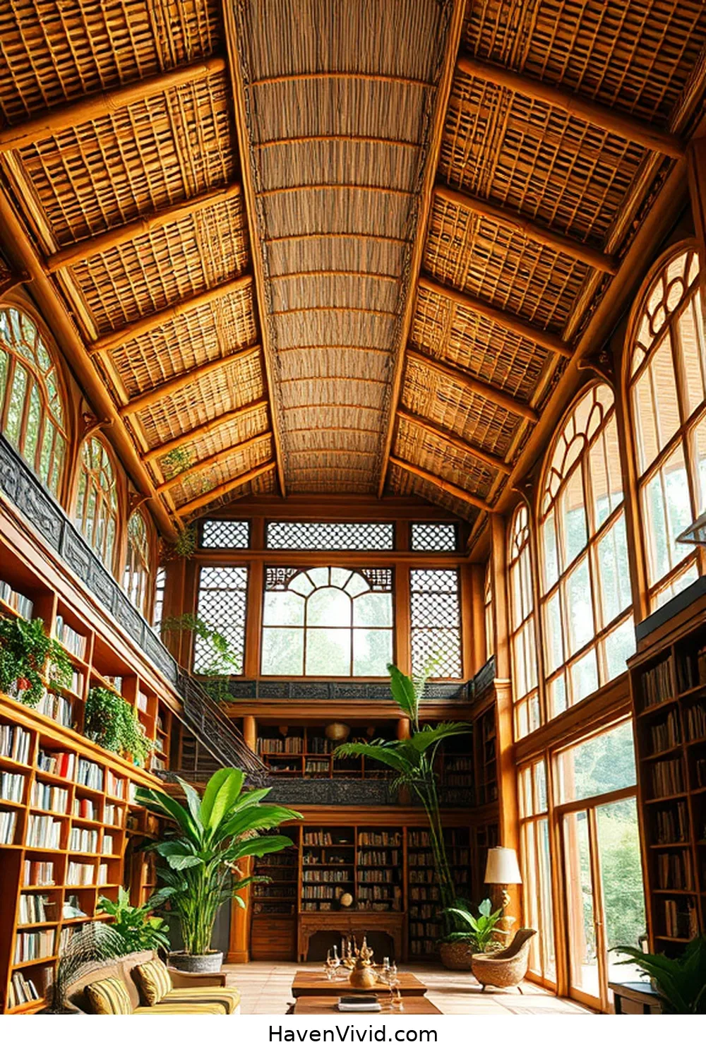 17 Inspiring Artistic Spaces in Libraries Using Bamboo 8 The Bamboo Ceiling: A Stunning Architectural Feature for 17 Inspiring Artistic Spaces in Libraries Using Bamboo