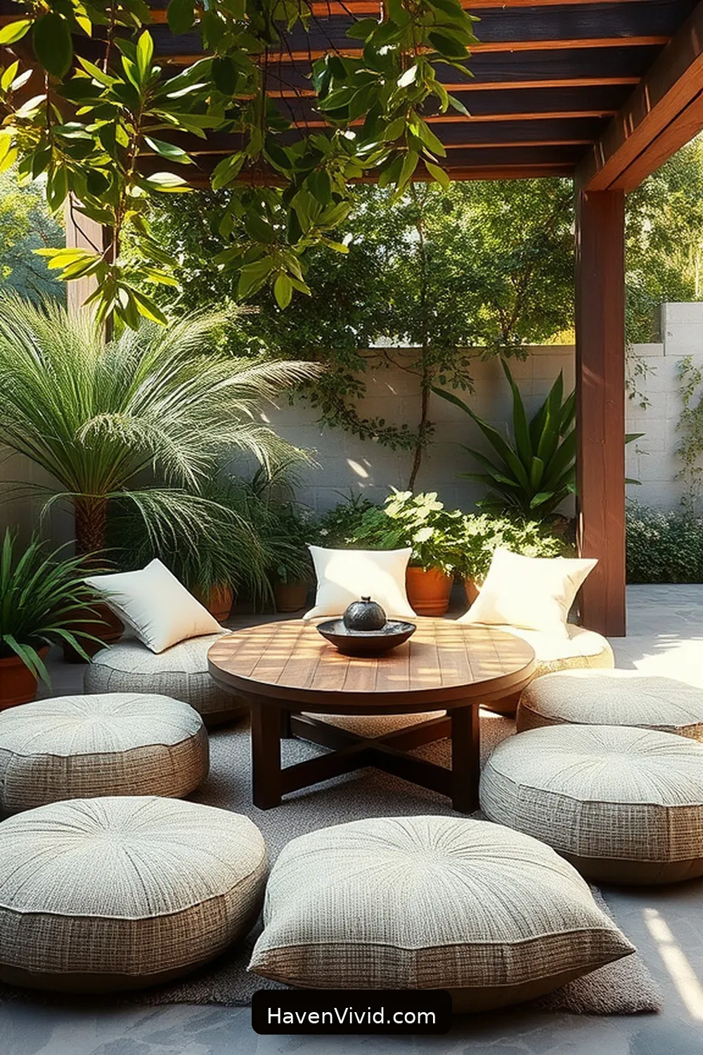 17 Ways for a Glamorous Outdoor Patio Lifestyle Using Natural Fibers 6 Create a Cozy Seating Area With Jute Poufs for 17 Ways for a Glamorous Outdoor Patio Lifestyle Using Natural Fibers