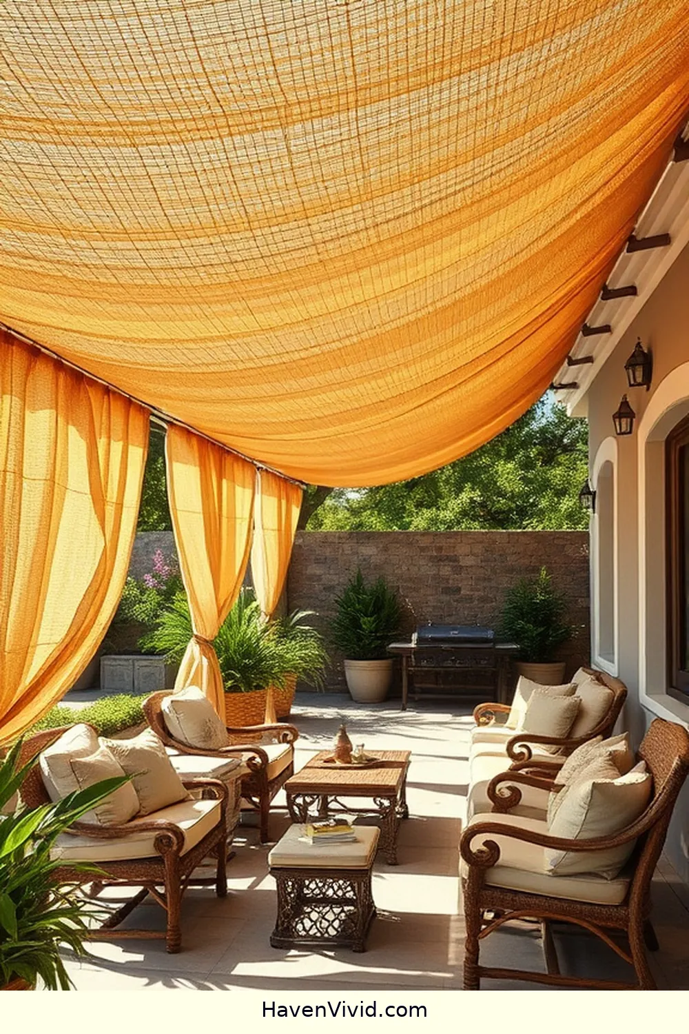 17 Ways for a Glamorous Outdoor Patio Lifestyle Using Natural Fibers 10 Install a Natural Fiber Canopy for Shade for 17 Ways for a Glamorous Outdoor Patio Lifestyle Using Natural Fibers
