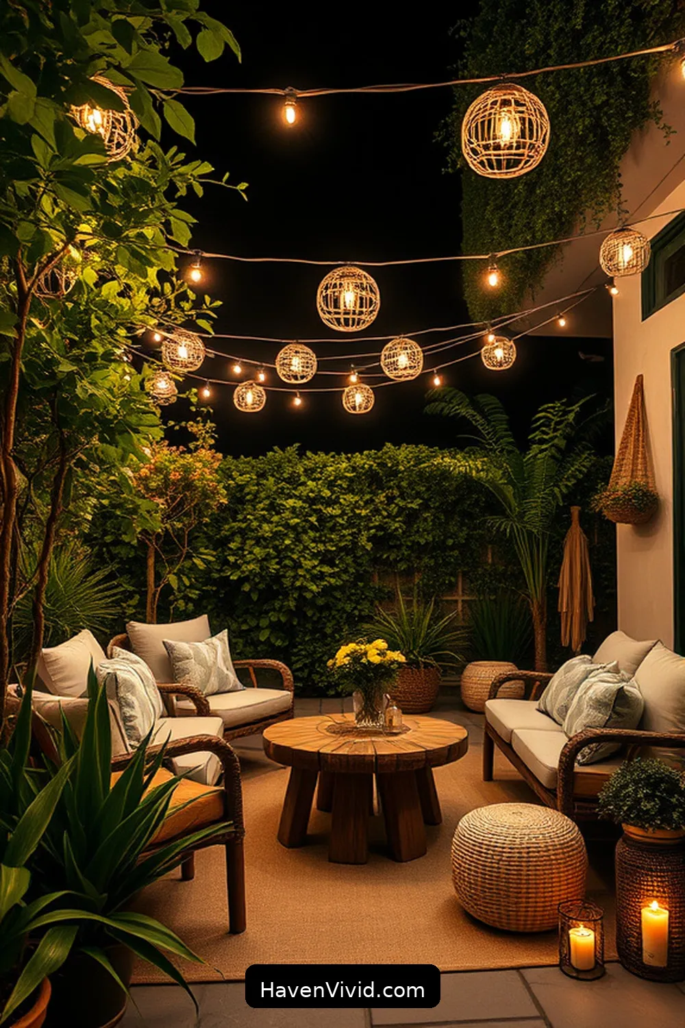 17 Ways for a Glamorous Outdoor Patio Lifestyle Using Natural Fibers 13 Use Hemp String Lights for a Charming Glow for 17 Ways for a Glamorous Outdoor Patio Lifestyle Using Natural Fibers