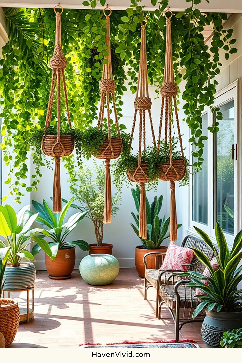 17 Ways for a Glamorous Outdoor Patio Lifestyle Using Natural Fibers 4 Use MacramΓ© Plant Hangers for a Boho Touch for 17 Ways for a Glamorous Outdoor Patio Lifestyle Using Natural Fibers