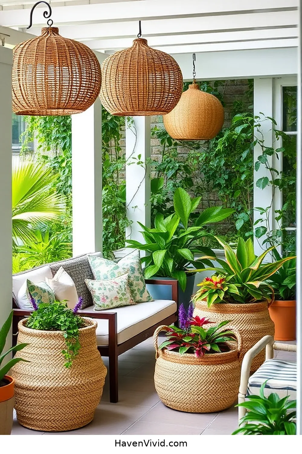 17 Ways for a Glamorous Outdoor Patio Lifestyle Using Natural Fibers 8 Use Seagrass Baskets for Functional Decor for 17 Ways for a Glamorous Outdoor Patio Lifestyle Using Natural Fibers