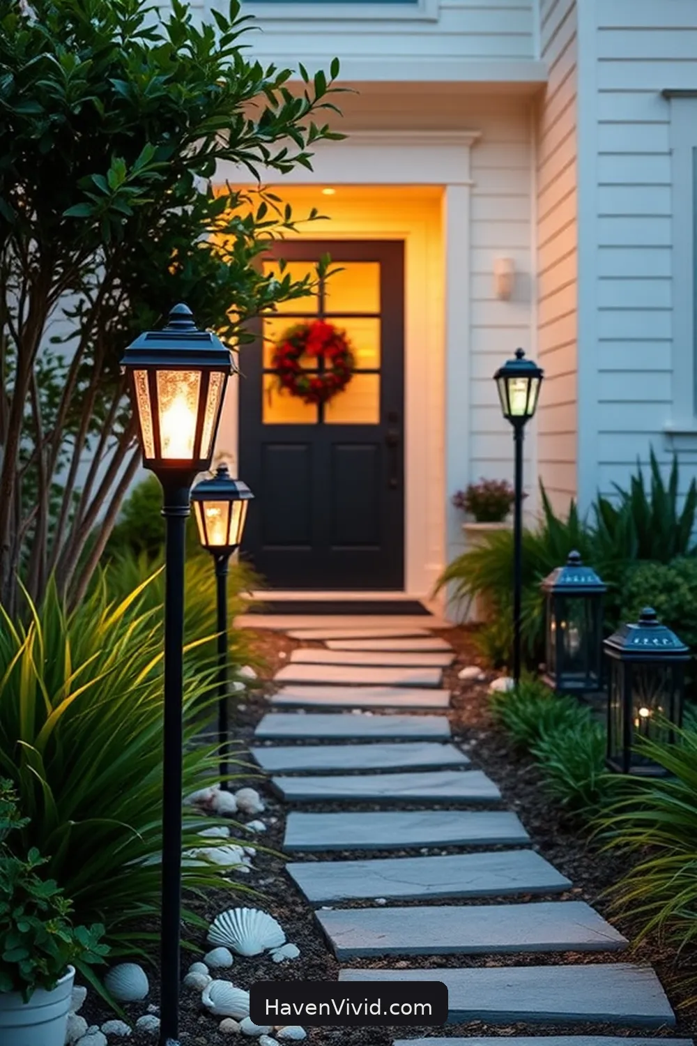 17 Ways to Achieve a Coastal Living Entryway Using Solar-Powered Lights 10 Install Solar-Powered Garden Stakes for 17 Ways to Achieve a Coastal Living Entryway Using Solar-Powered Lights
