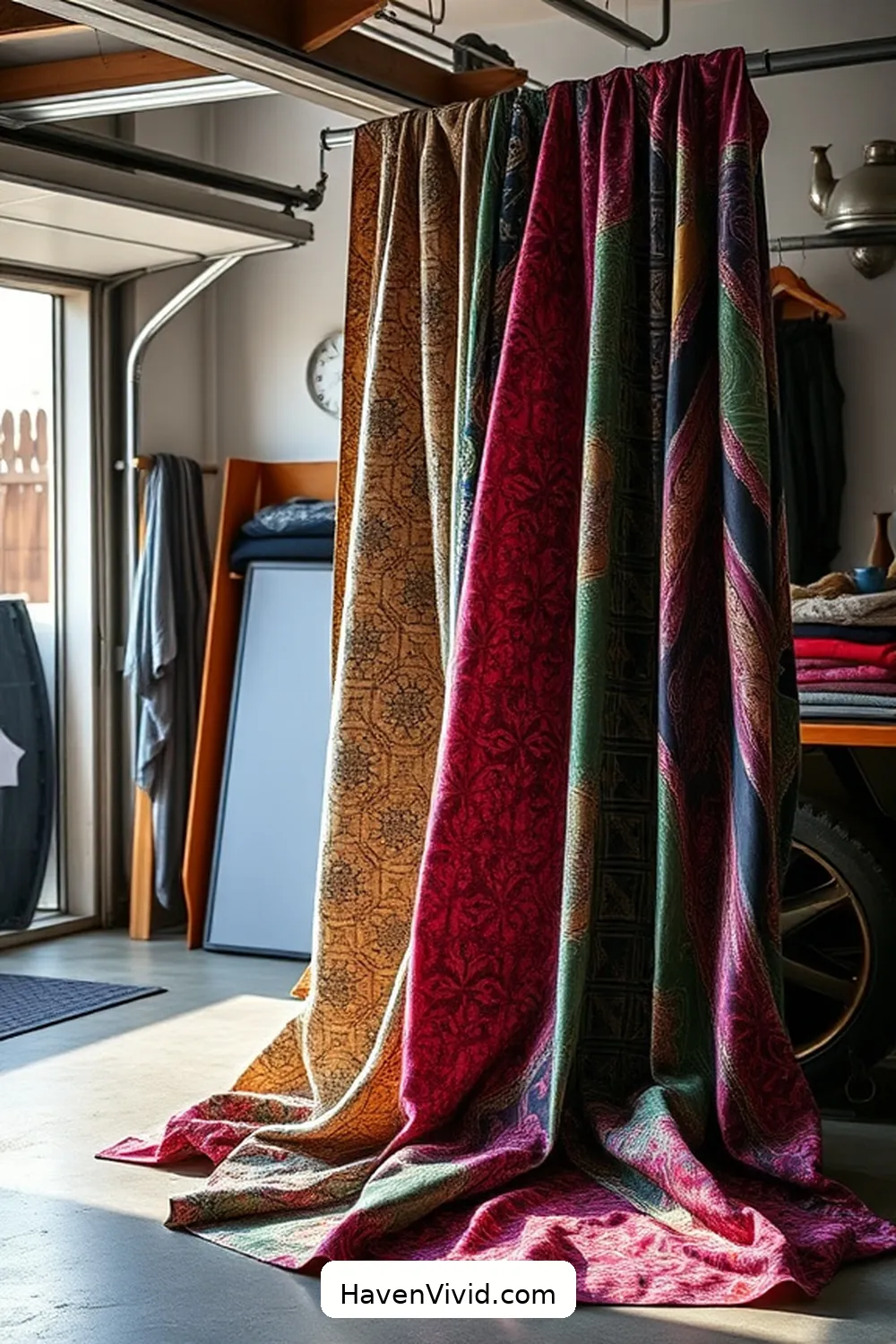 17 Ways to Achieve a Glamorous Garage Lifestyle Using Upcycled Fabric 11 Upcycled Fabric Drapery for 17 Ways to Achieve a Glamorous Garage Lifestyle Using Upcycled Fabric