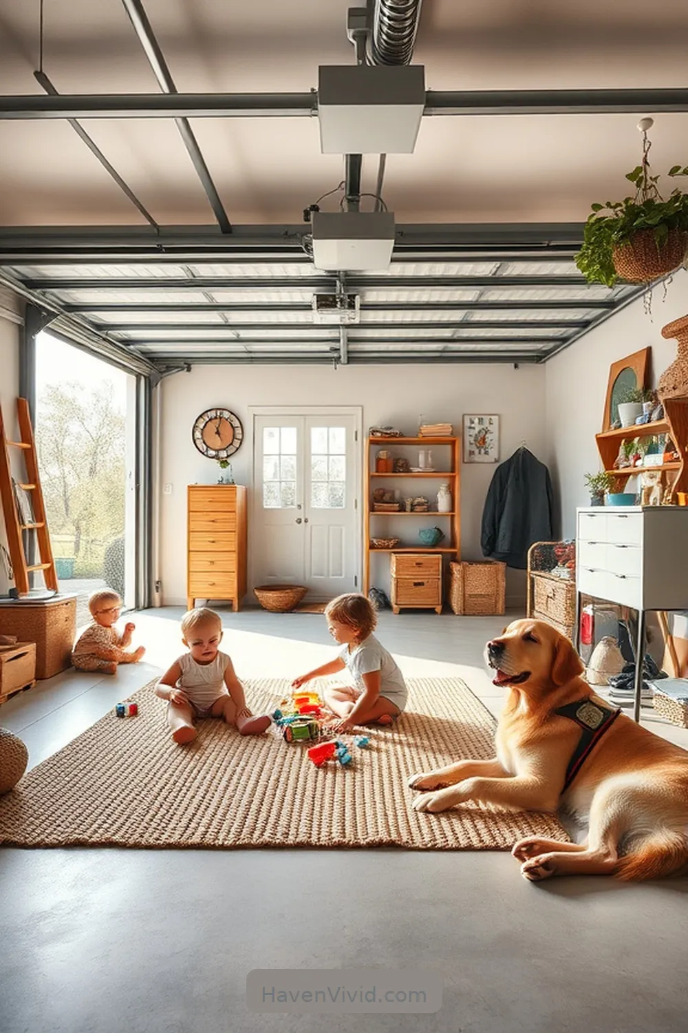 17 Ways to Create Family-Friendly Garage Living Using Natural Fibers 10 Add a Jute Mat for a Play Area for 17 Ways to Create Family-Friendly Garage Living Using Natural Fibers