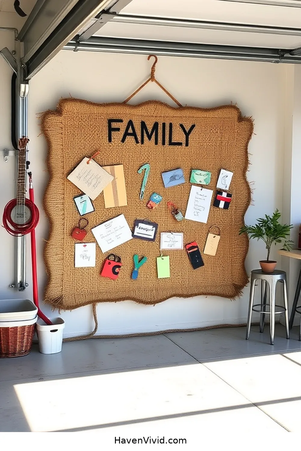 17 Ways to Create Family-Friendly Garage Living Using Natural Fibers 18 Create a Family Message Board With Jute and Cotton for 17 Ways to Create Family-Friendly Garage Living Using Natural Fibers