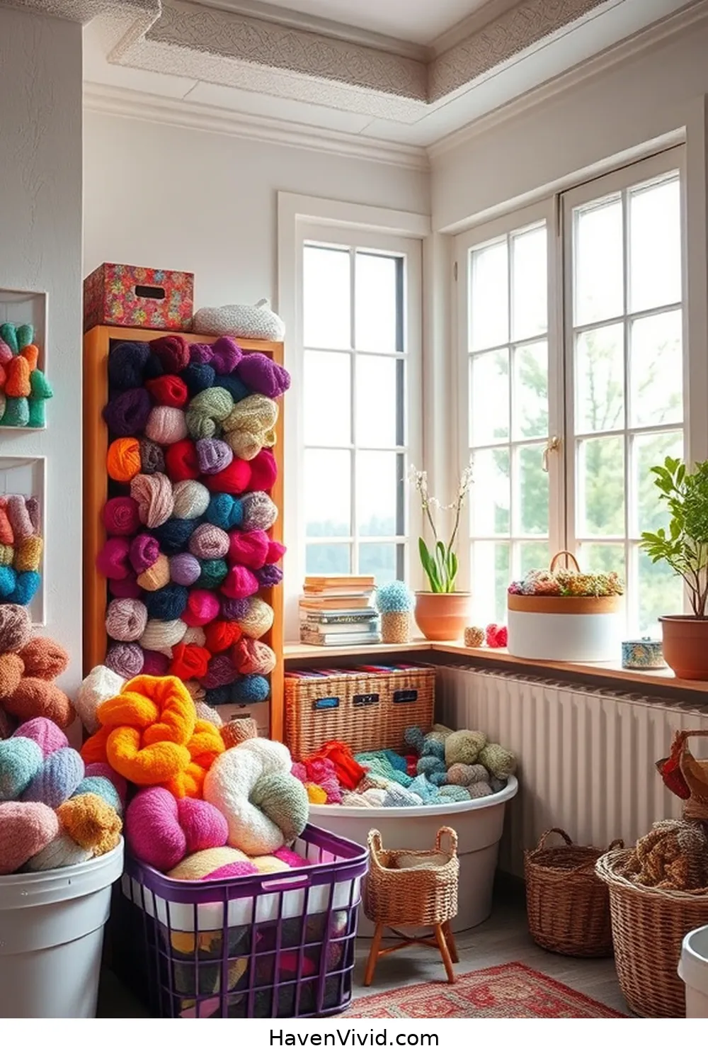 17 Ways to Create Family-Friendly Garage Living Using Natural Fibers 9 Designate a Craft Corner With Wool Supplies for 17 Ways to Create Family-Friendly Garage Living Using Natural Fibers