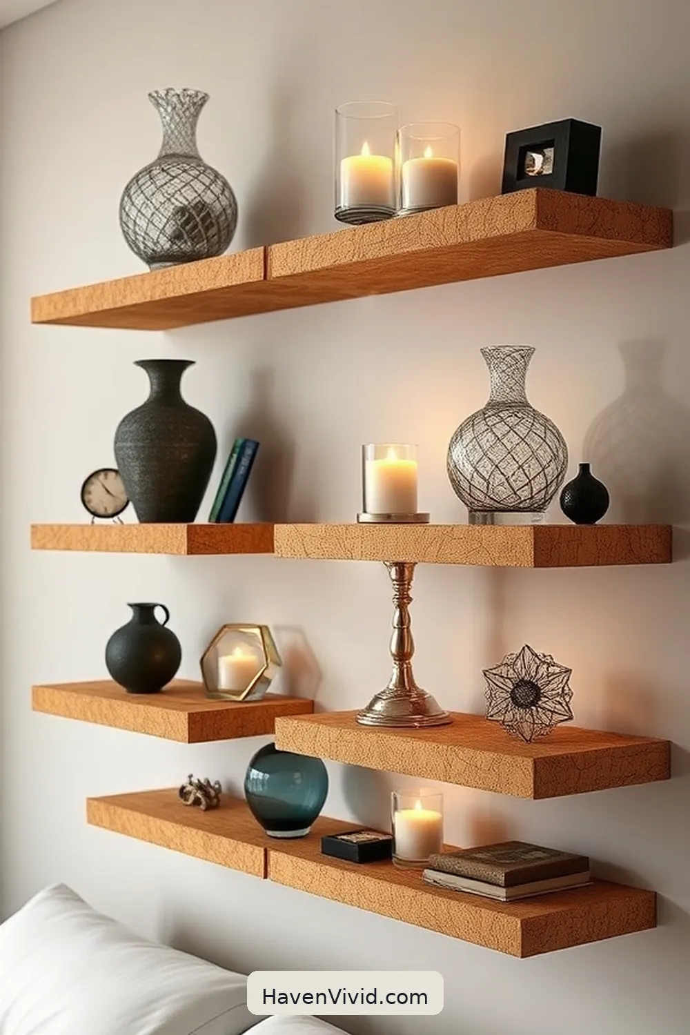 17 Ways to Create a Glamorous Bedroom Lifestyle Using Cork Accents 12 Cork Floating Shelves for Displaying Treasures for 17 Ways to Create a Glamorous Bedroom Lifestyle Using Cork Accents