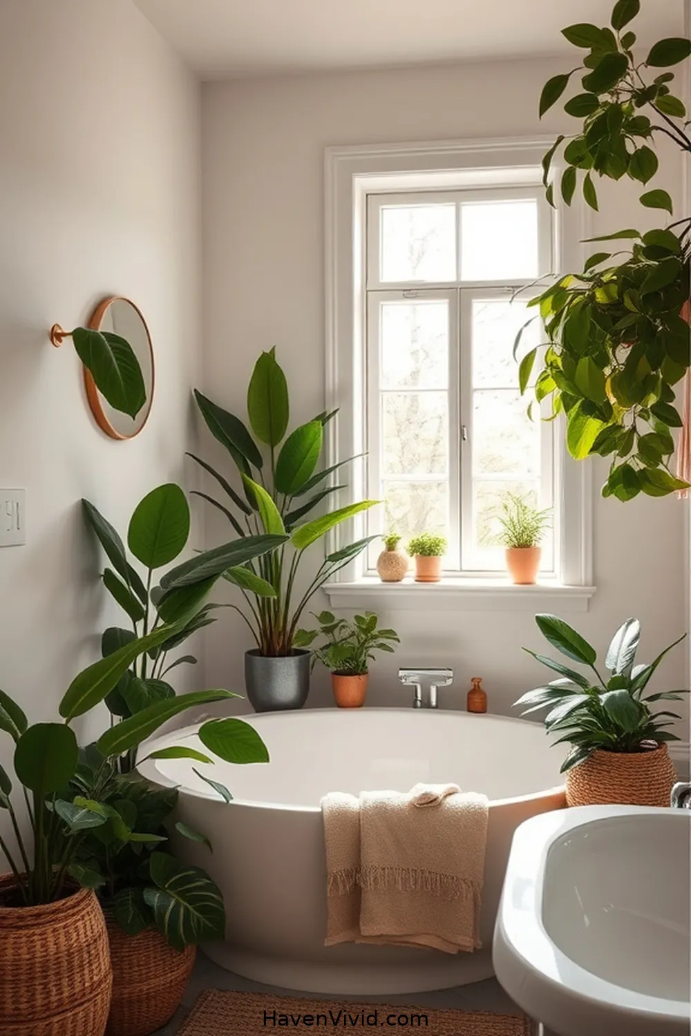 Incorporate Houseplants for Air Quality for 17 Ways to Embrace Eco-Friendly Living in the Bathroom Using Natural Fibers