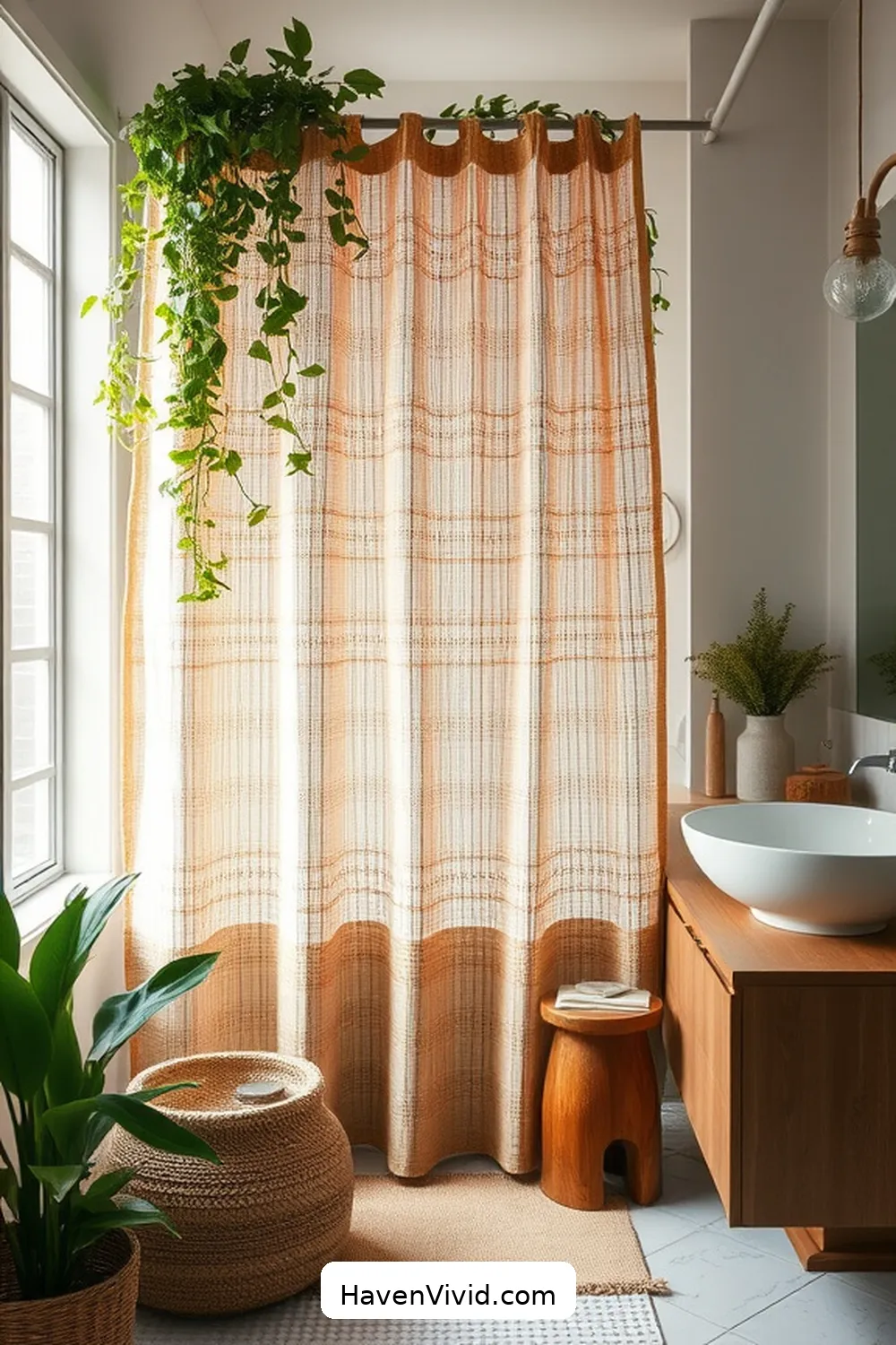 Install Natural Fiber Shower Curtains for 17 Ways to Embrace Eco-Friendly Living in the Bathroom Using Natural Fibers