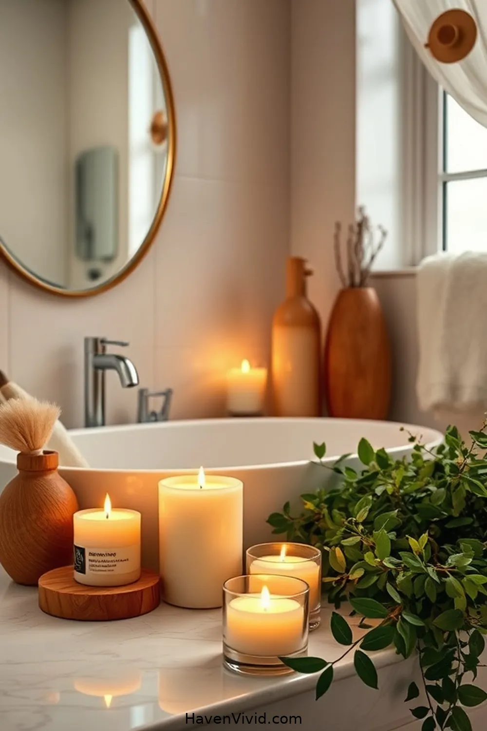 Use Eco-Friendly Candles Made From Soy or Beeswax for 17 Ways to Embrace Eco-Friendly Living in the Bathroom Using Natural Fibers