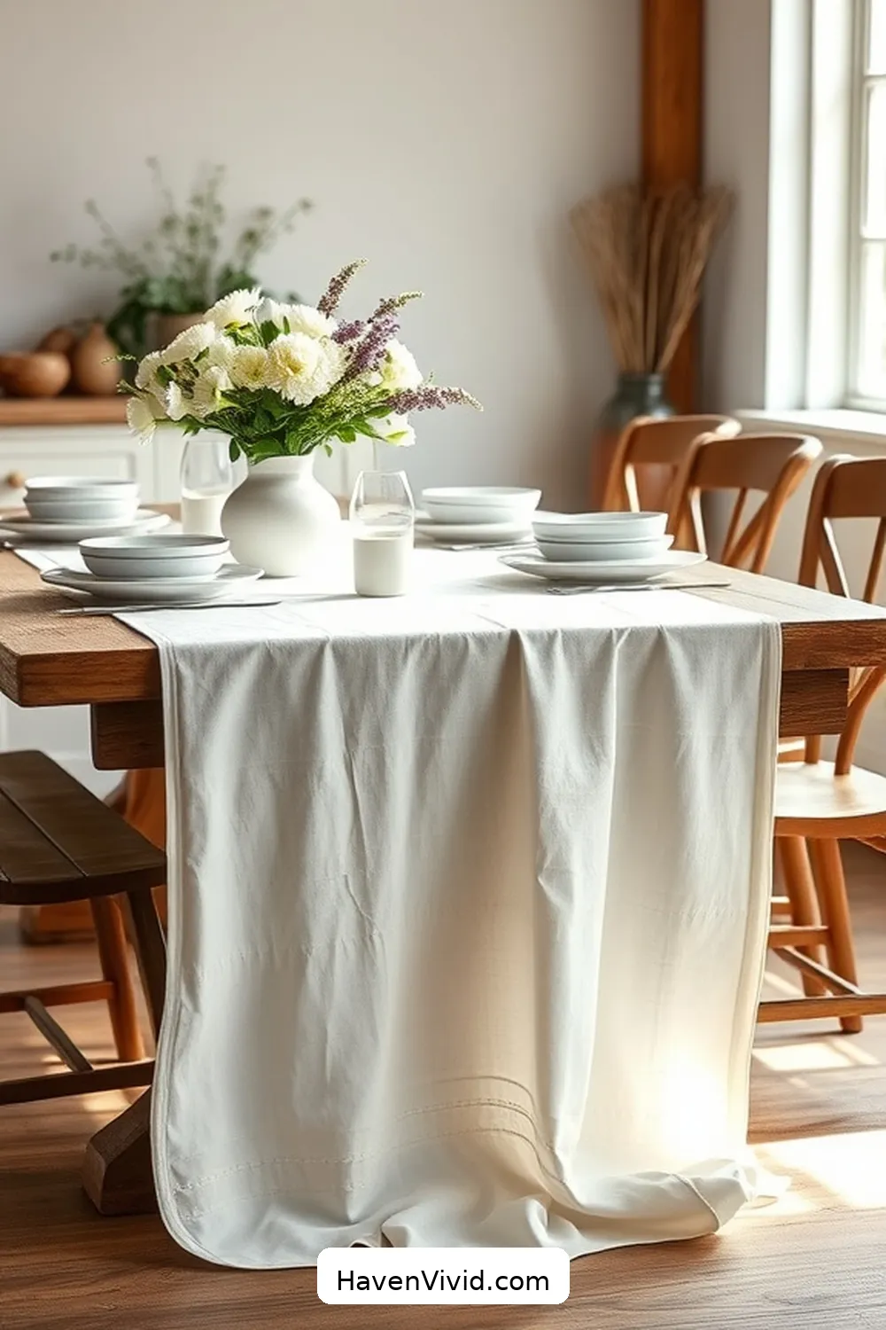 17 Ways to Use Organic Cotton in Your Farmhouse Dining Room 2 Organic Cotton Tablecloths for 17 Ways to Use Organic Cotton in Your Farmhouse Dining Room