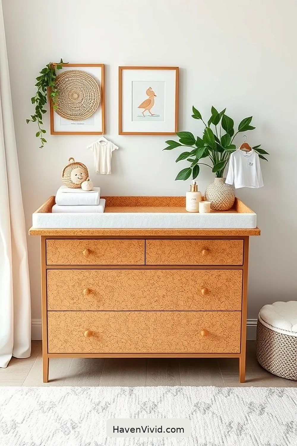 18 Chic Ways of Using Cork for a Glamorous Nursery Lifestyle 9 Cork Changing Table Top for a Functional Surface for 18 Chic Ways of Using Cork for a Glamorous Nursery Lifestyle