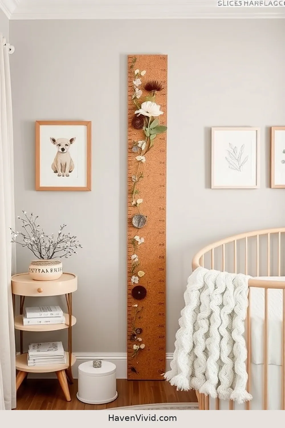 18 Chic Ways of Using Cork for a Glamorous Nursery Lifestyle 11 Custom Cork Growth Chart for Tracking Baby's Growth for 18 Chic Ways of Using Cork for a Glamorous Nursery Lifestyle
