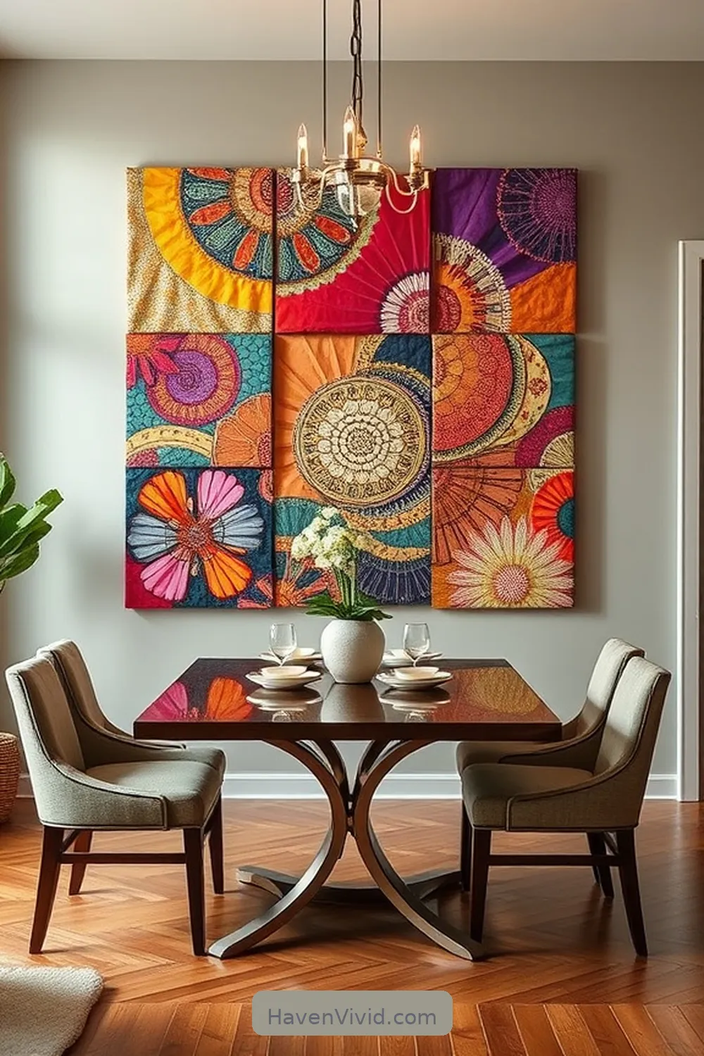 18 Creative Ways for Eco-Friendly Living in Your Dining Room Using Upcycled Fabric 5 Fabric Wall Art for 18 Creative Ways for Eco-Friendly Living in Your Dining Room Using Upcycled Fabric