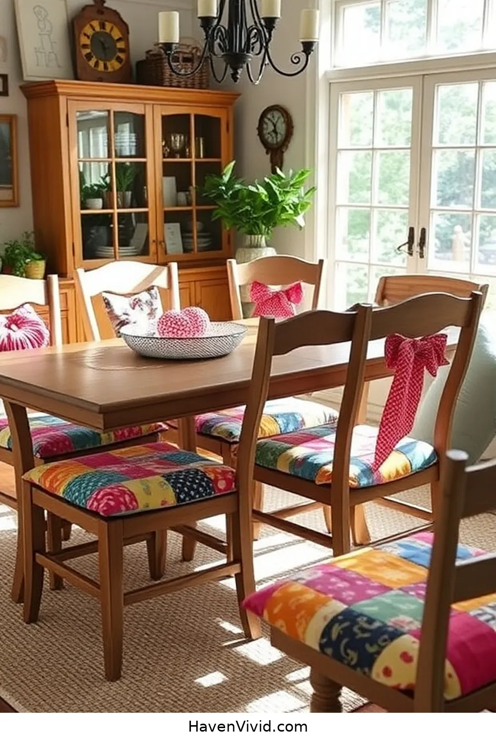 18 Creative Ways for Eco-Friendly Living in Your Dining Room Using Upcycled Fabric 4 Patchwork Chair Cushions for 18 Creative Ways for Eco-Friendly Living in Your Dining Room Using Upcycled Fabric
