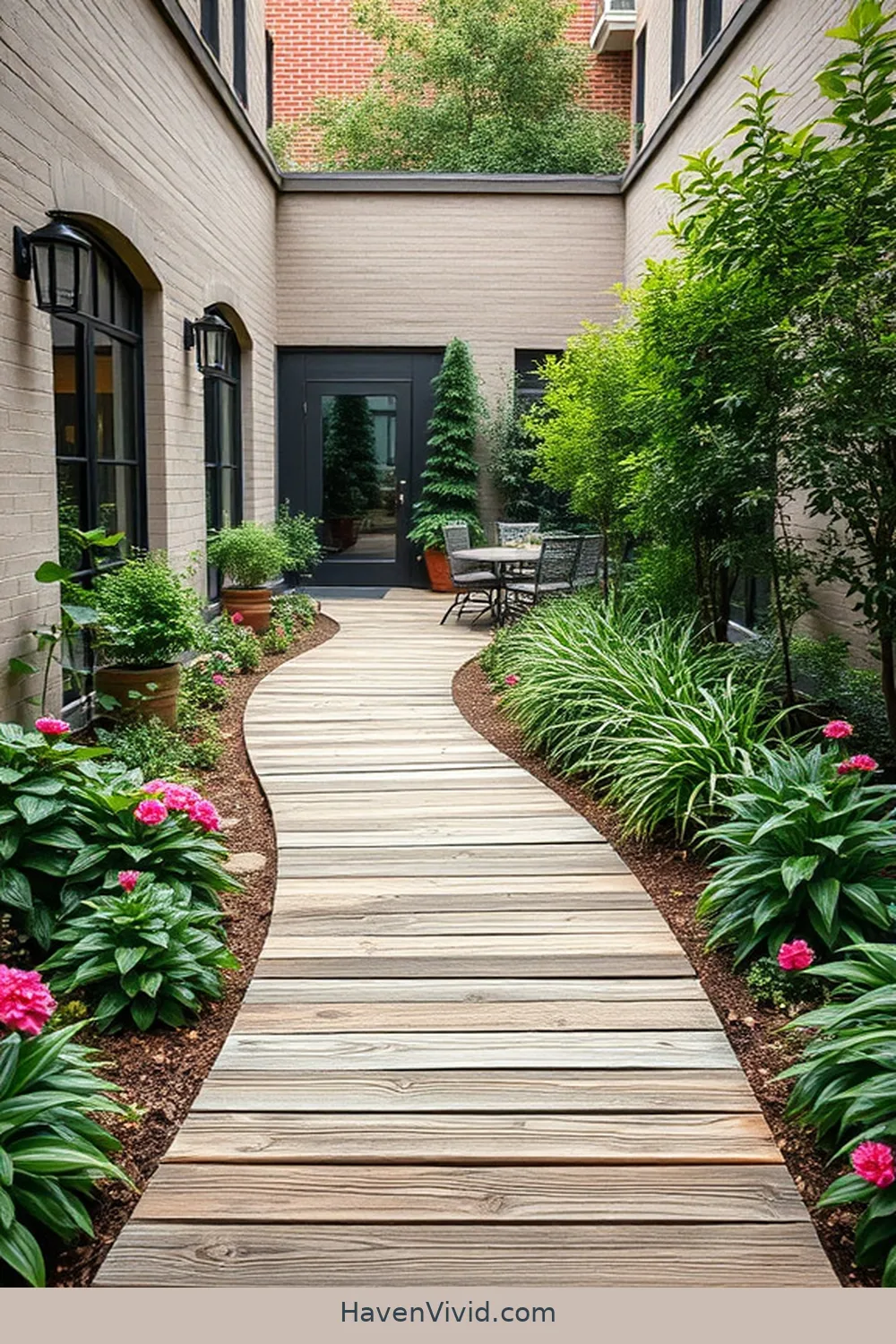 18 Creative Ways for Urban Patio Design Using Recycled Wood 14 Garden Pathways With Wood Slabs for 18 Creative Ways for Urban Patio Design Using Recycled Wood
