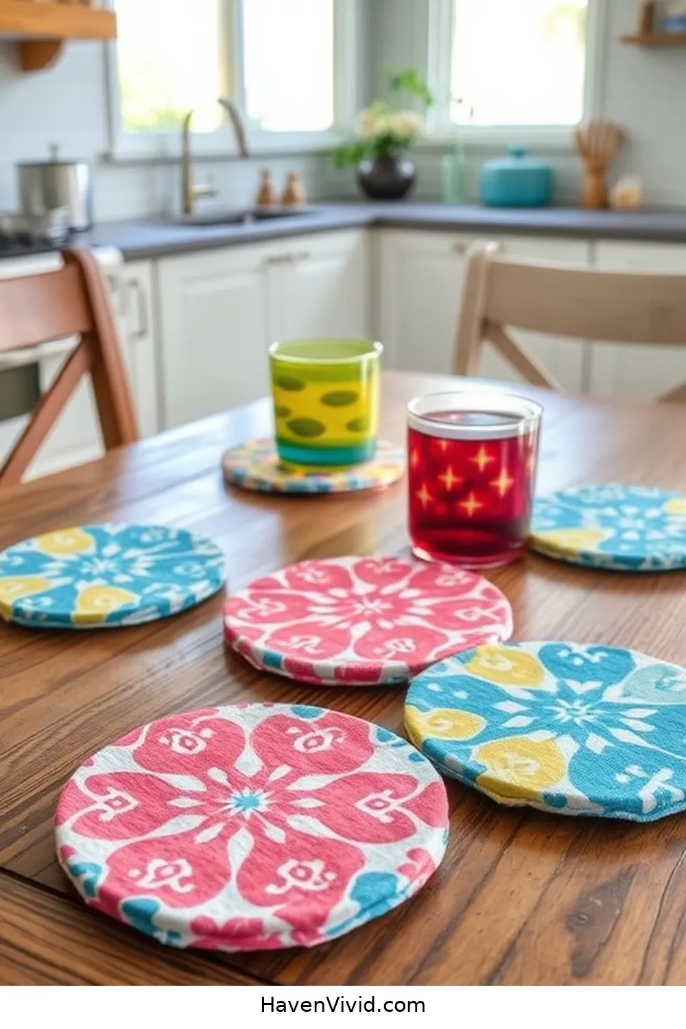 18 Creative Ways to Achieve Coastal Living in Your Kitchen Using Upcycled Fabric 13 Creative Fabric Coasters for 18 Creative Ways to Achieve Coastal Living in Your Kitchen Using Upcycled Fabric