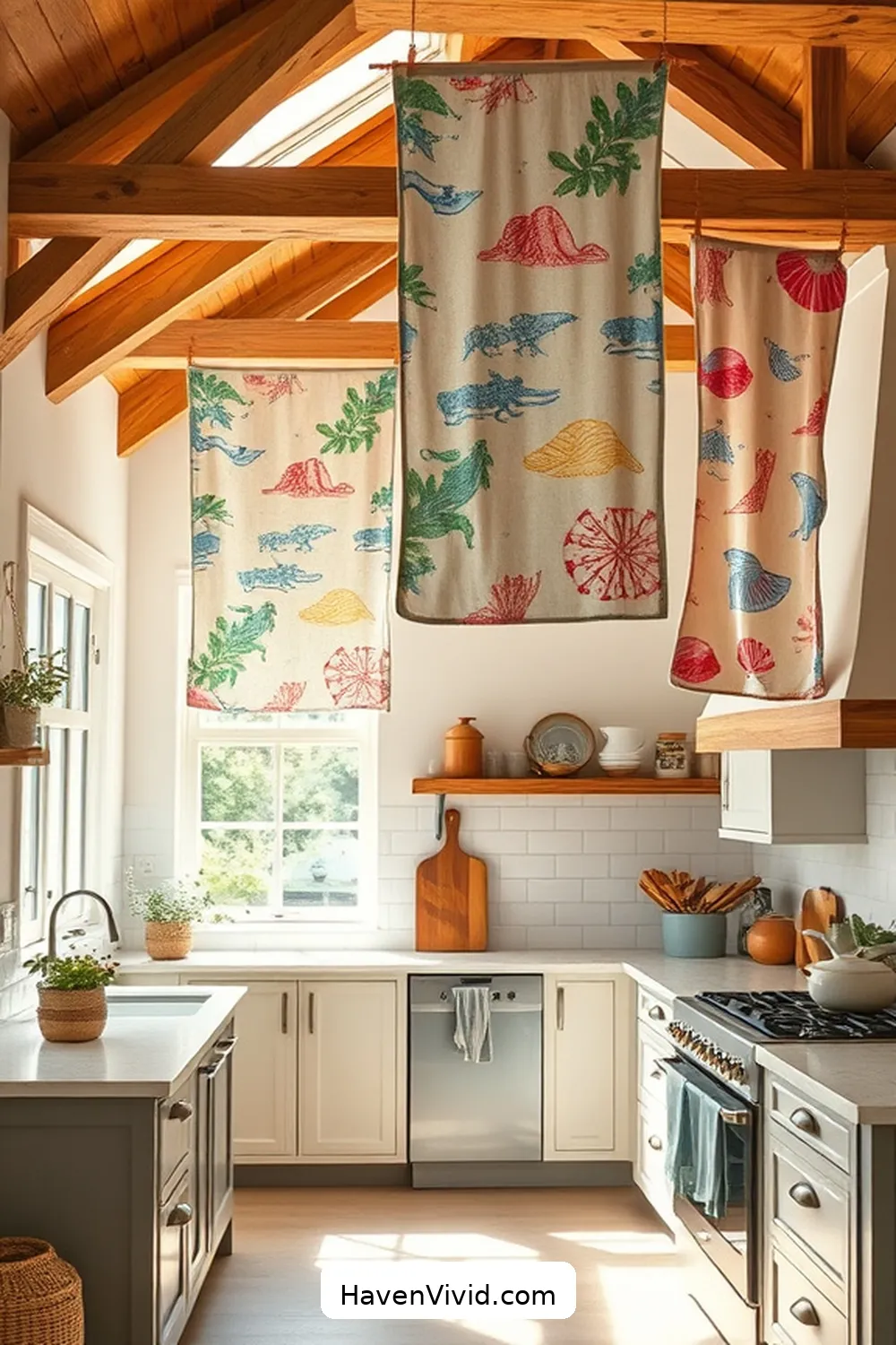 18 Creative Ways to Achieve Coastal Living in Your Kitchen Using Upcycled Fabric 5 Decorative Fabric Banners for 18 Creative Ways to Achieve Coastal Living in Your Kitchen Using Upcycled Fabric