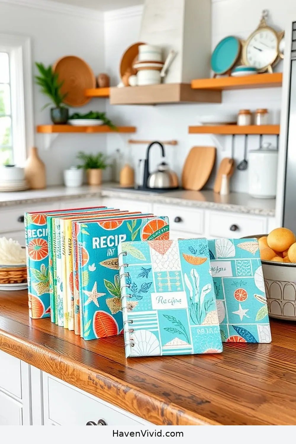 18 Creative Ways to Achieve Coastal Living in Your Kitchen Using Upcycled Fabric 14 Fabric-Covered Recipe Books for 18 Creative Ways to Achieve Coastal Living in Your Kitchen Using Upcycled Fabric