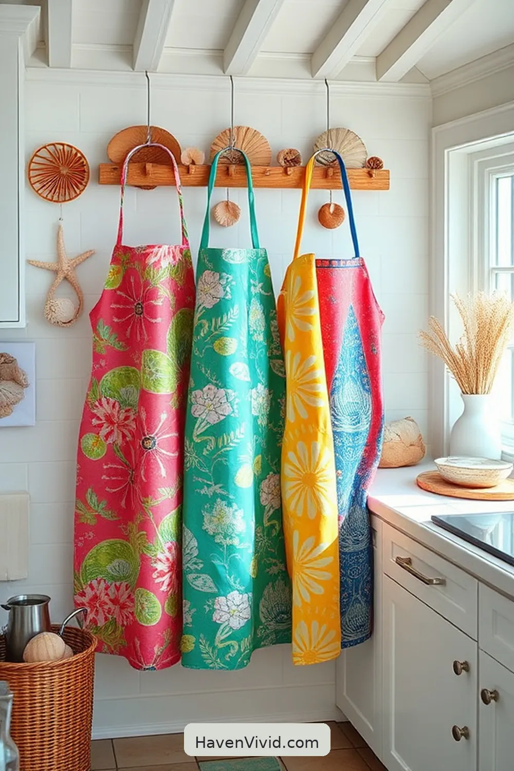 18 Creative Ways to Achieve Coastal Living in Your Kitchen Using Upcycled Fabric 11 Stylish Fabric Aprons for 18 Creative Ways to Achieve Coastal Living in Your Kitchen Using Upcycled Fabric