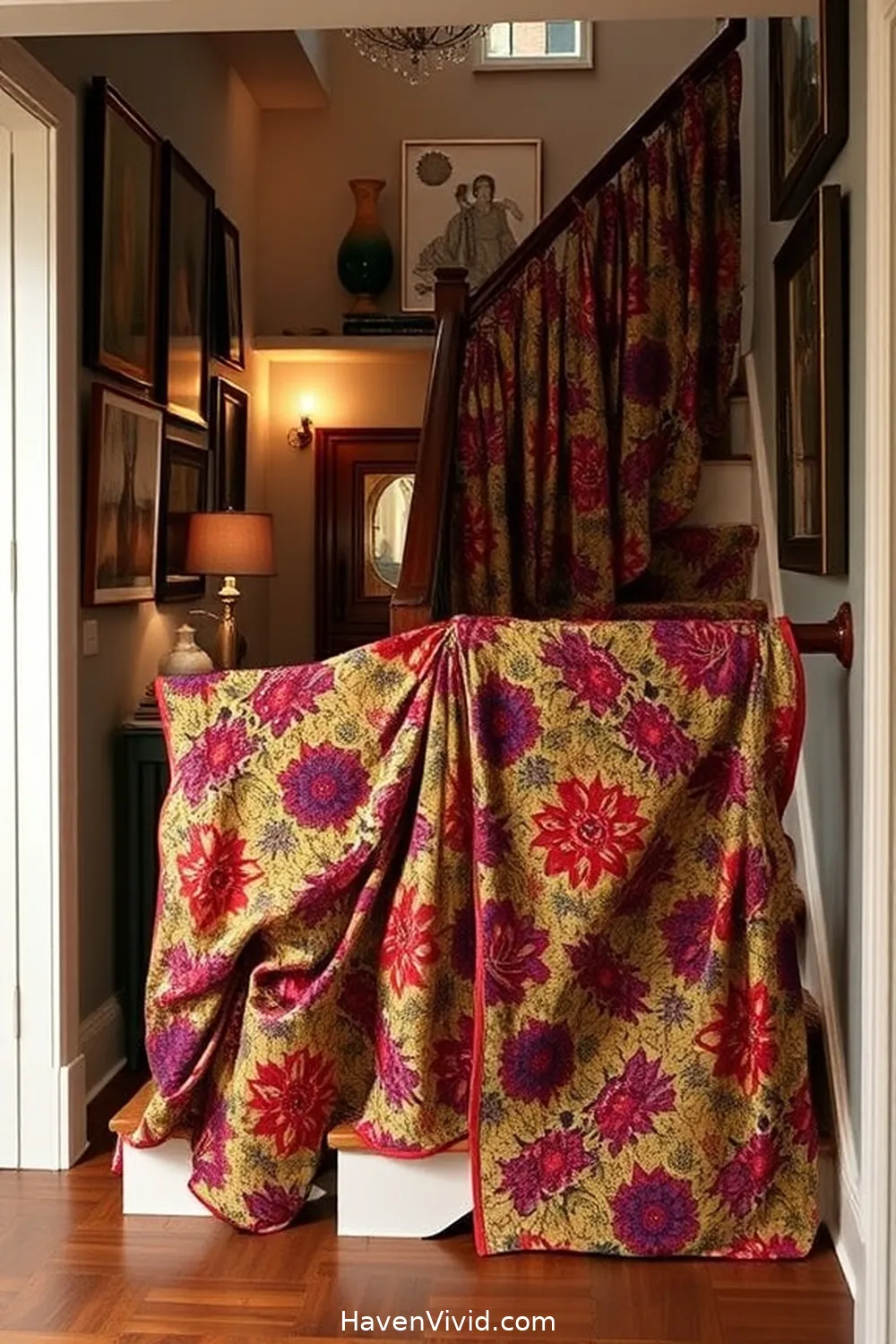 18 Creative Ways to Transform Artistic Spaces in Your Hallway Using Upcycled Fabric 17 Fabric Wrapped Stair Rails for 18 Creative Ways to Transform Artistic Spaces in Your Hallway Using Upcycled Fabric