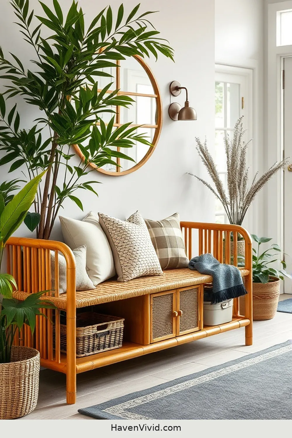 18 Creative Ways to Use Bamboo for Artistic Entryway Spaces 4 Bamboo Entryway Bench With Storage for 18 Creative Ways to Use Bamboo for Artistic Entryway Spaces