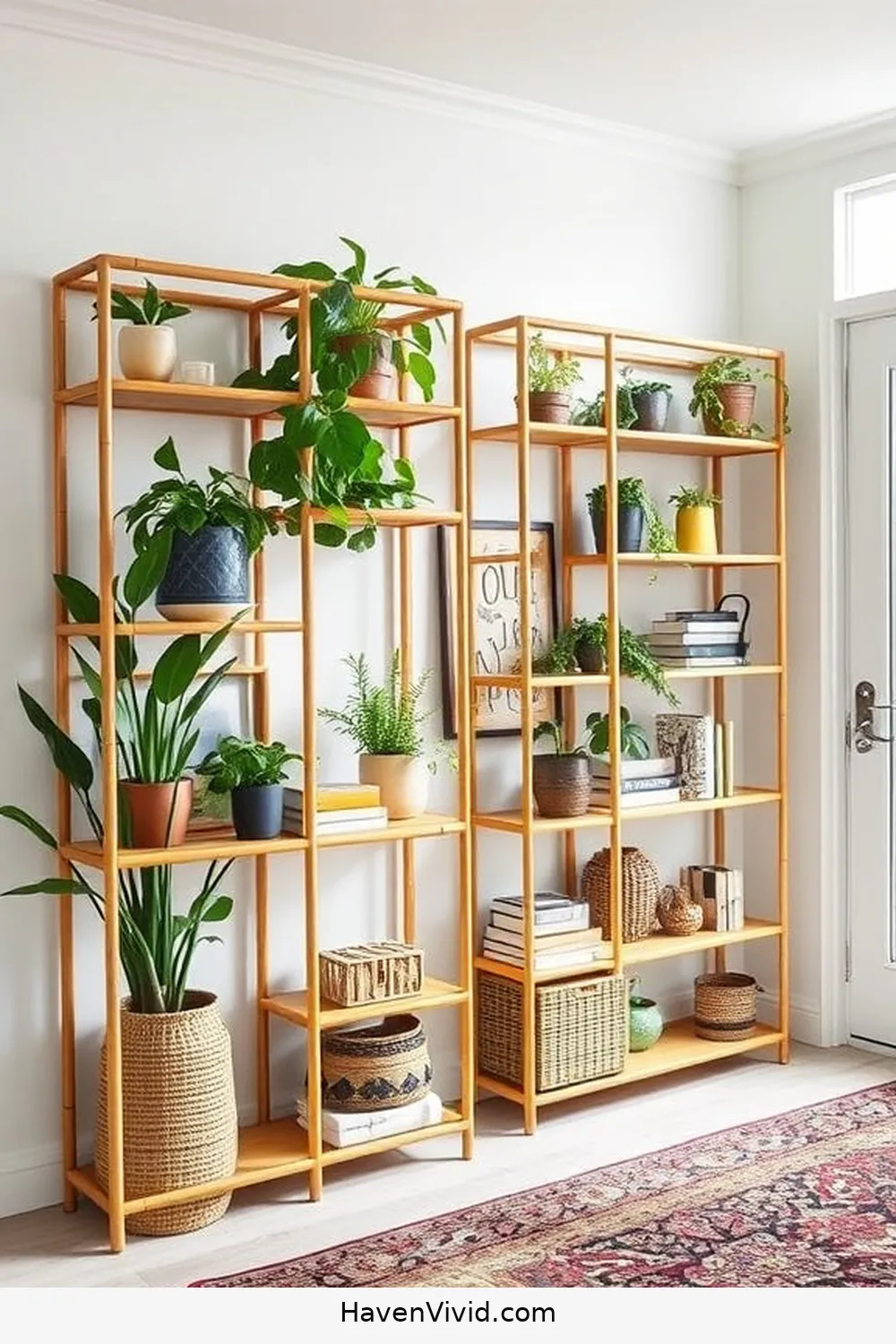 18 Creative Ways to Use Bamboo for Artistic Entryway Spaces 8 Versatile Bamboo Shelving Units for 18 Creative Ways to Use Bamboo for Artistic Entryway Spaces