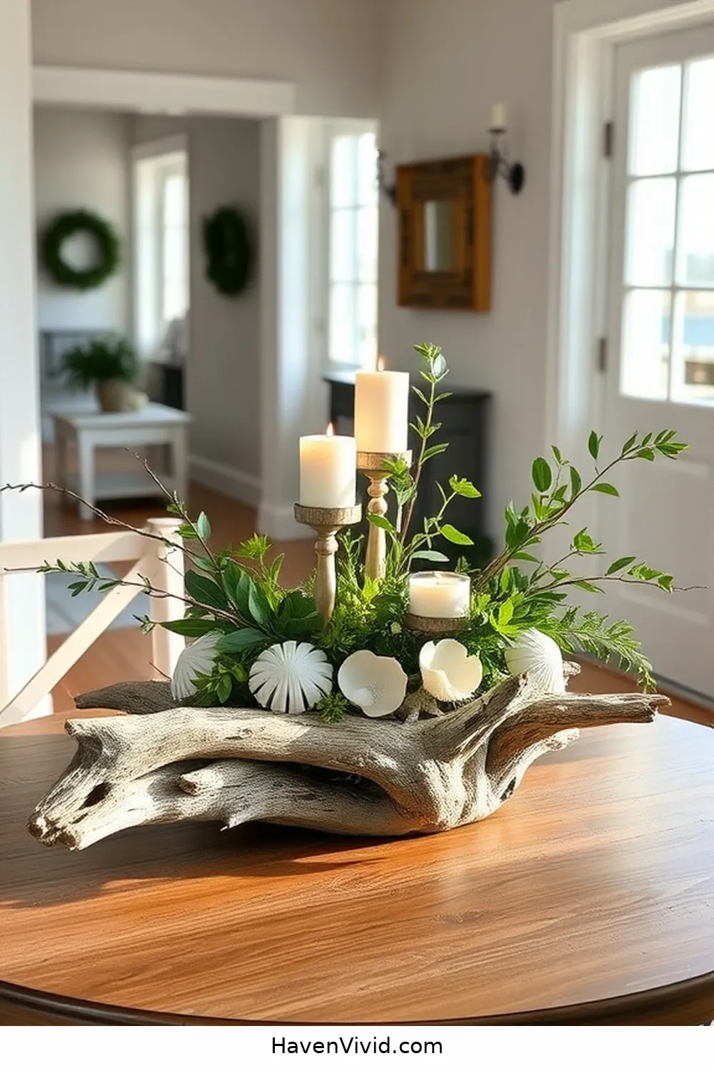 18 Inspiring Coastal Entryway Ideas Using Recycled Wood 19 Driftwood Table Centerpiece for the Entryway for 18 Inspiring Coastal Entryway Ideas Using Recycled Wood