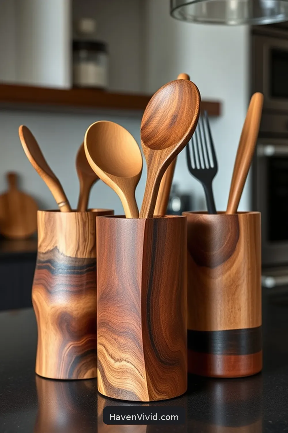 18 Inspiring Ways for Urban Living Using Recycled Wood in Your Kitchen 13 Recycled Wood Utensil Holders for 18 Inspiring Ways for Urban Living Using Recycled Wood in Your Kitchen