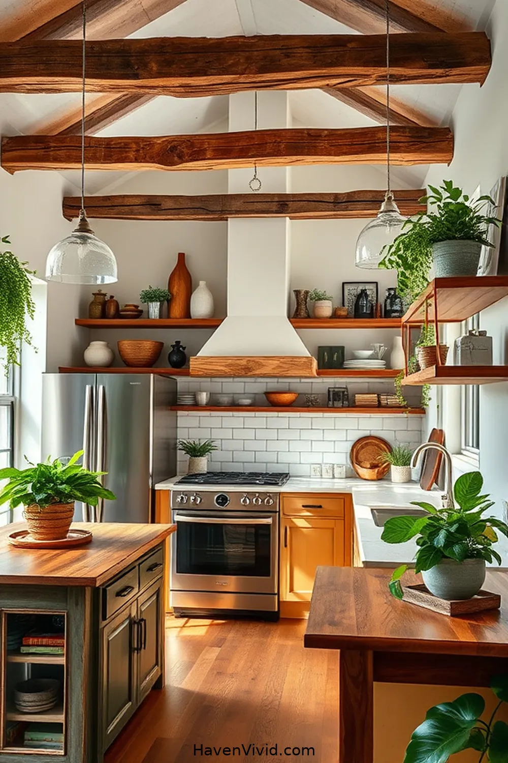 18 Inspiring Ways for Urban Living Using Recycled Wood in Your Kitchen 8 Salvaged Wood Beams for 18 Inspiring Ways for Urban Living Using Recycled Wood in Your Kitchen
