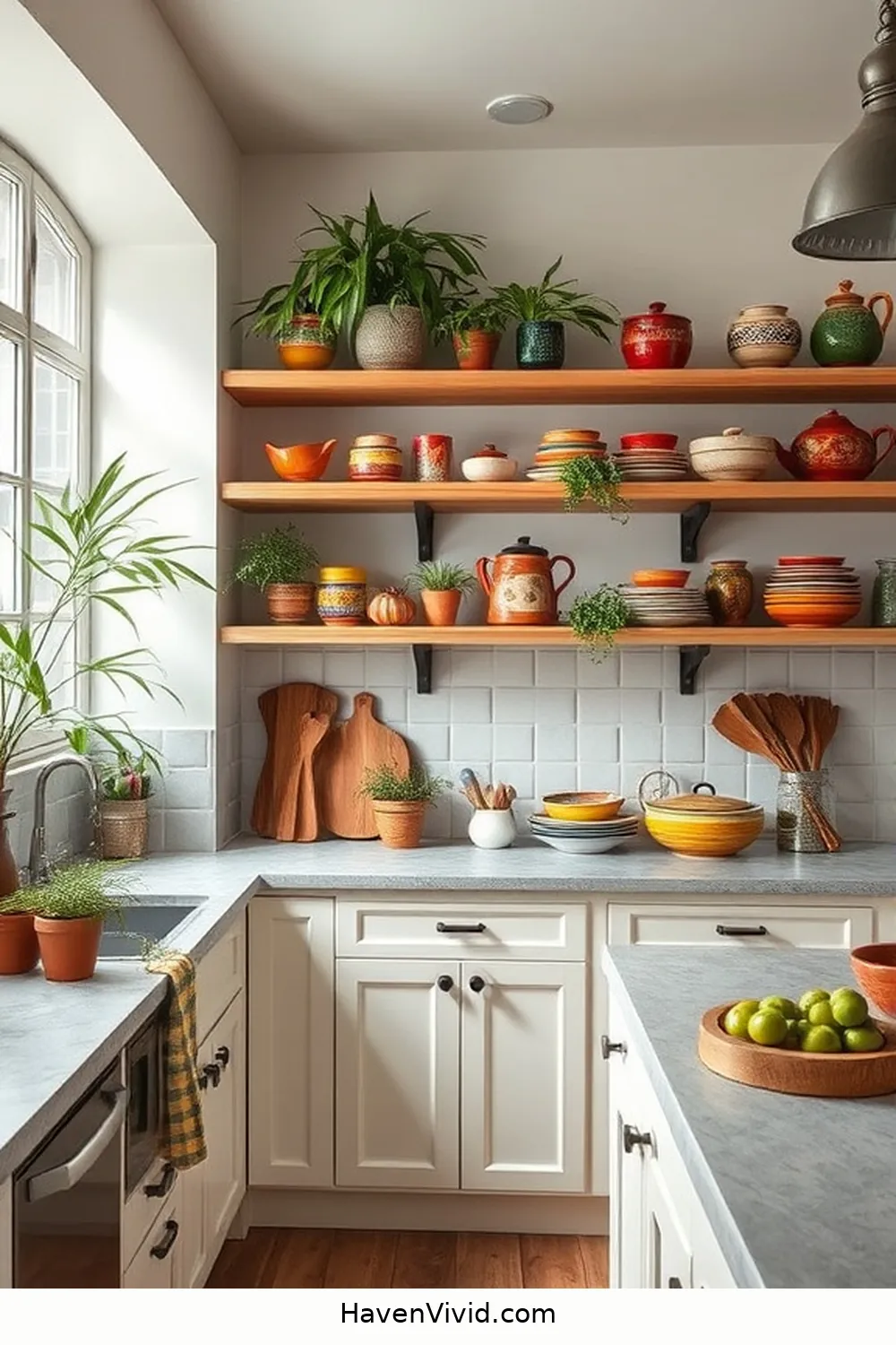 18 Ways for Farmhouse Living in Your Kitchen Using Bamboo 19 Bamboo Accents in Open Shelving for 18 Ways for Farmhouse Living in Your Kitchen Using Bamboo