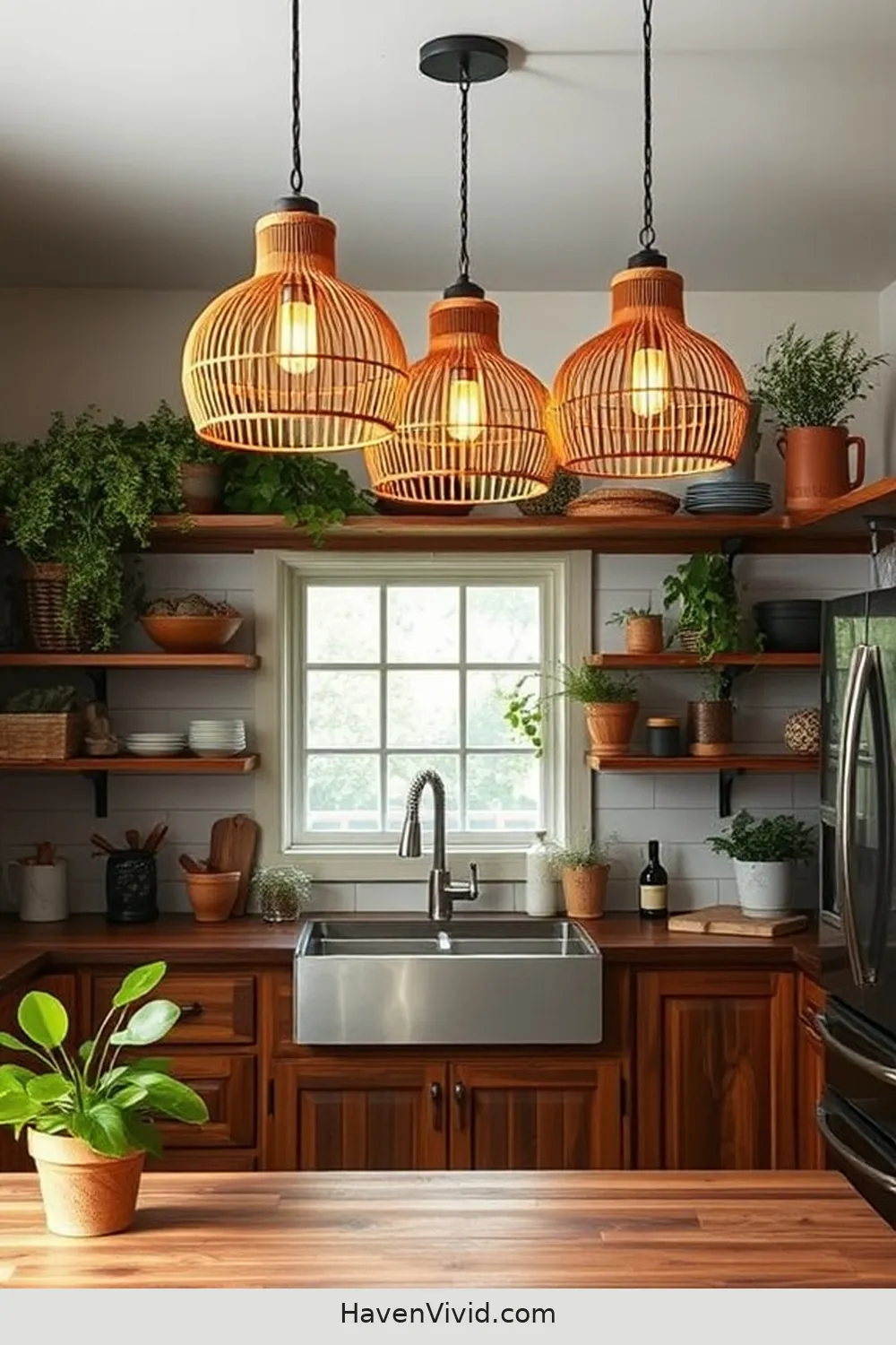 18 Ways for Farmhouse Living in Your Kitchen Using Bamboo 18 Bamboo Lighting Fixtures for Warmth for 18 Ways for Farmhouse Living in Your Kitchen Using Bamboo